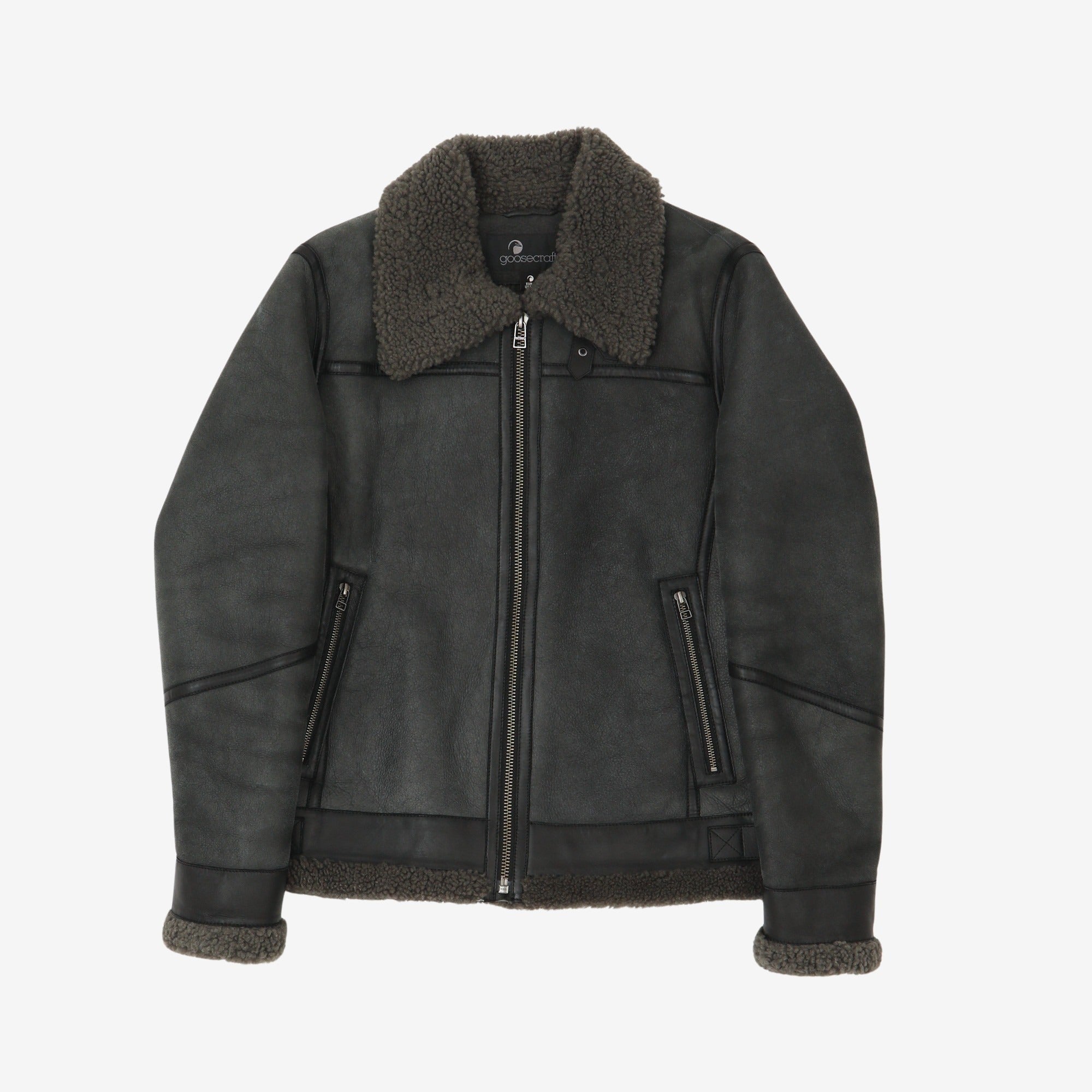 Leather deals sherpa jacket