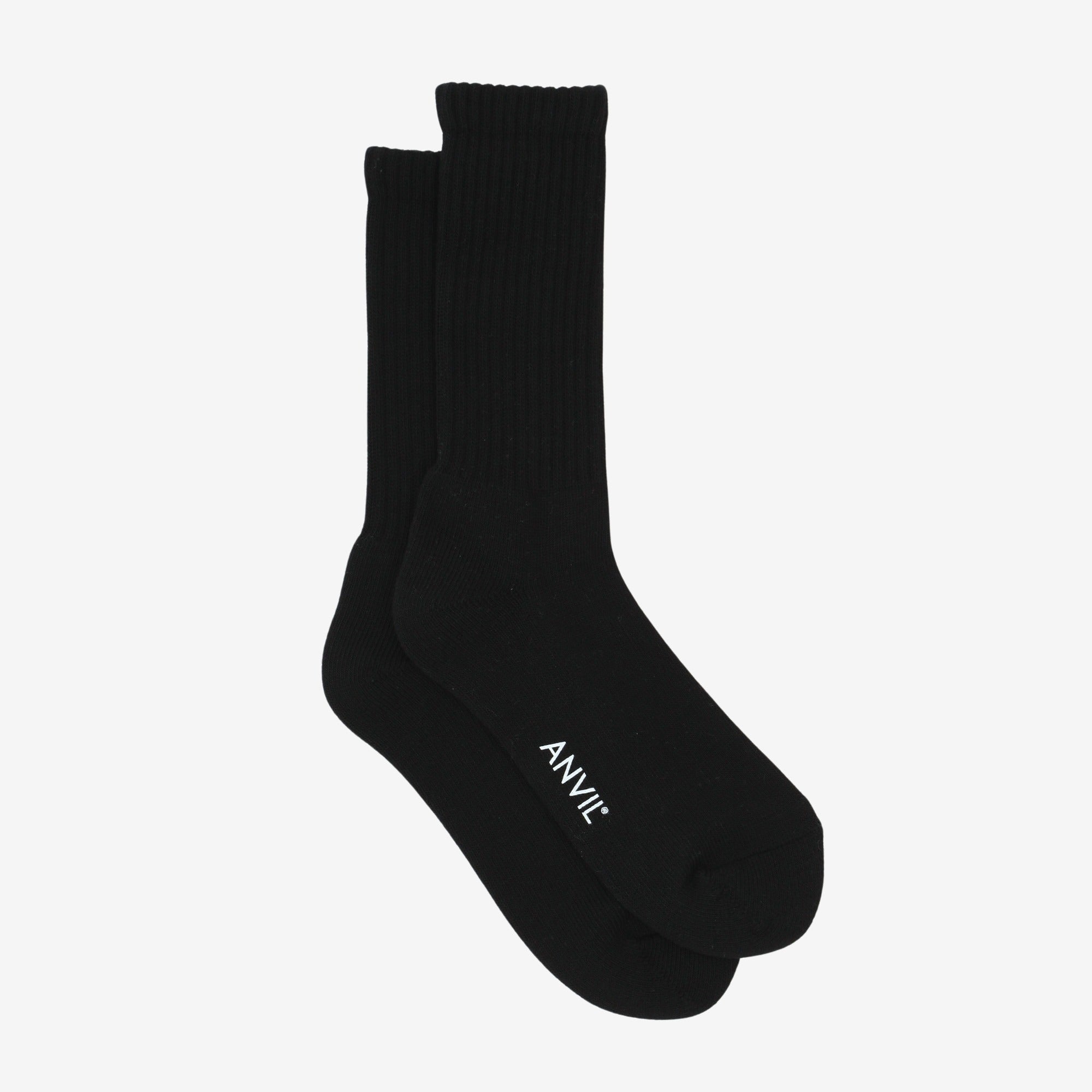 USA Cotton Crew Sock - All Black