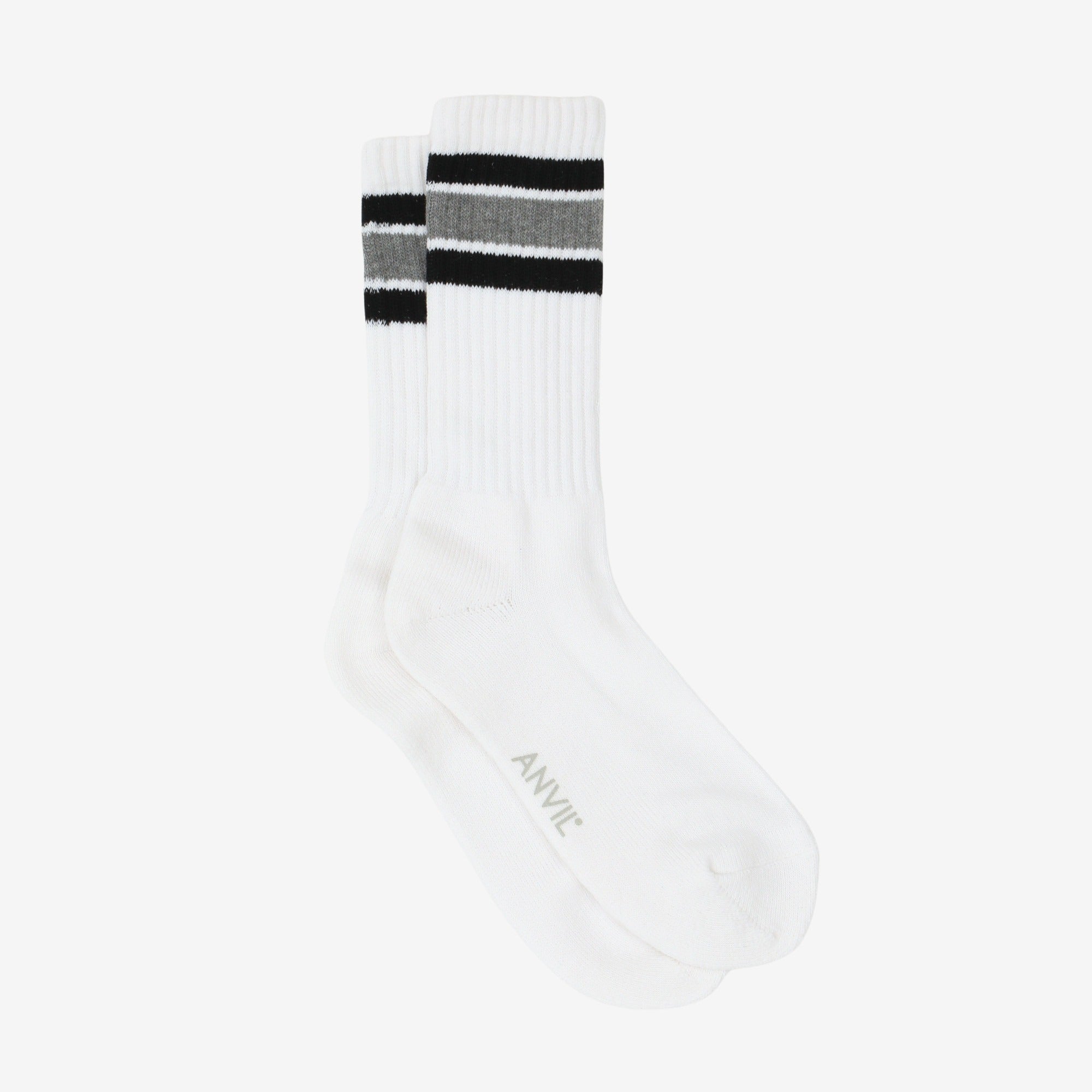 USA Cotton Crew Sock - Black/Grey