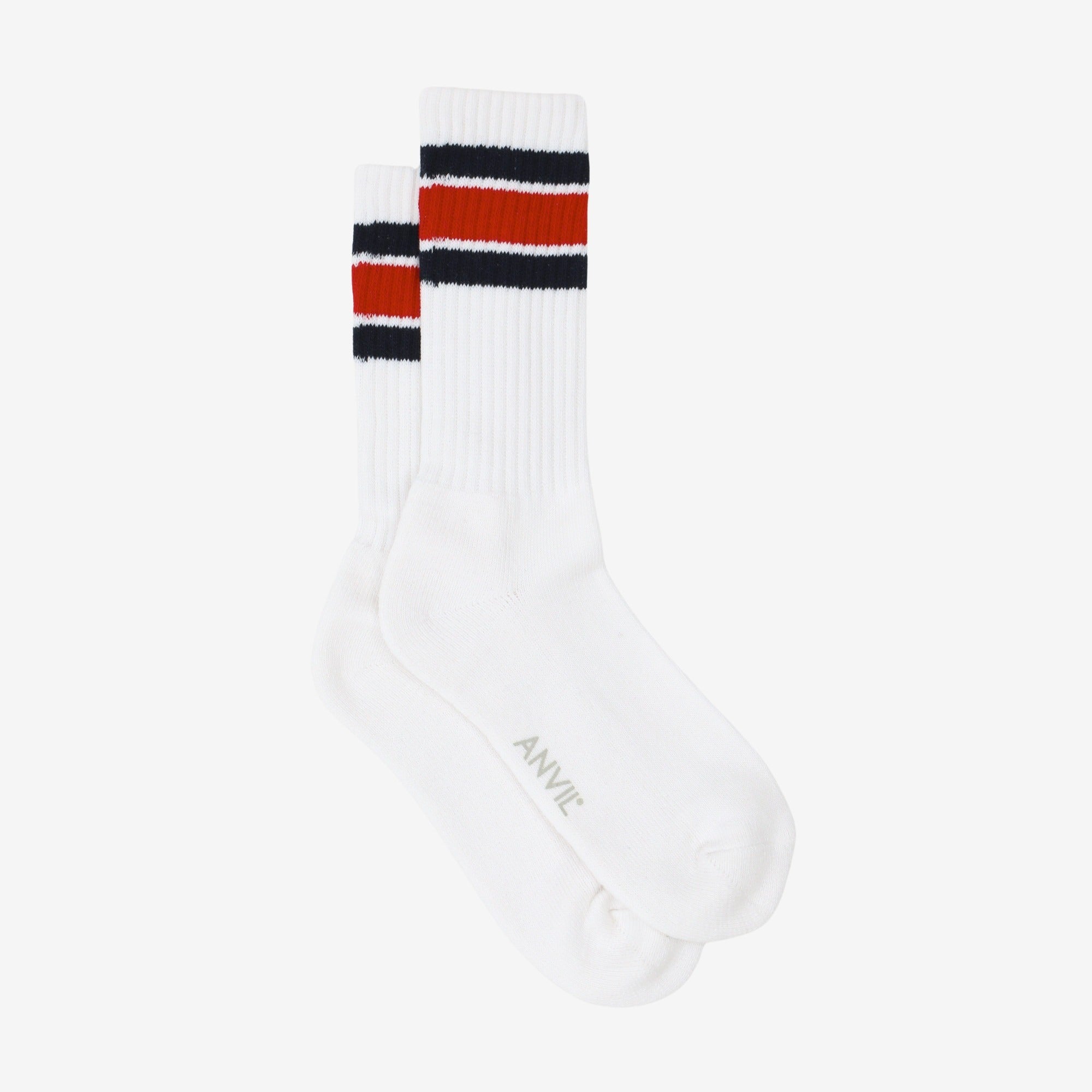 USA Cotton Crew Sock - Navy/Red