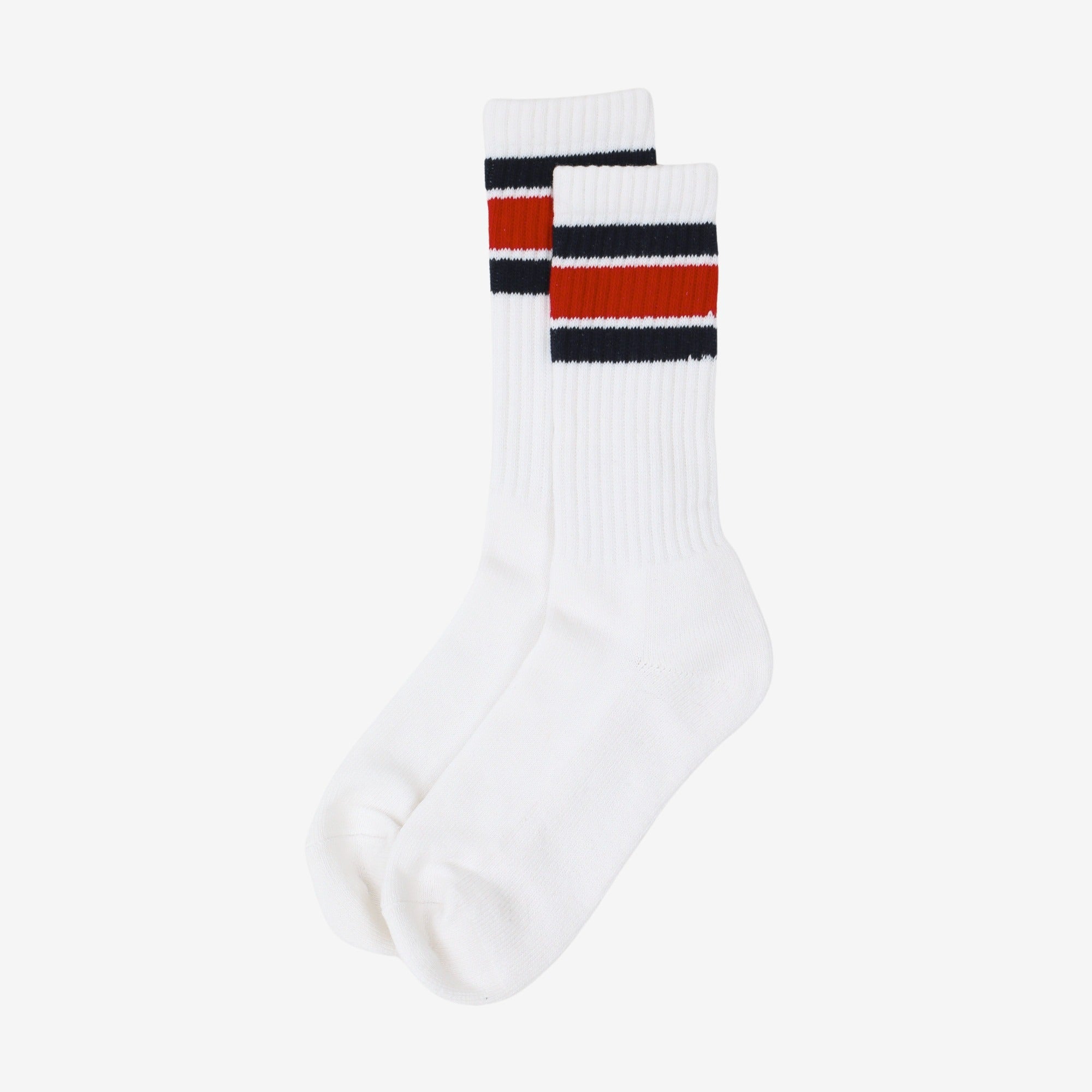 USA Cotton Crew Sock - Navy/Red