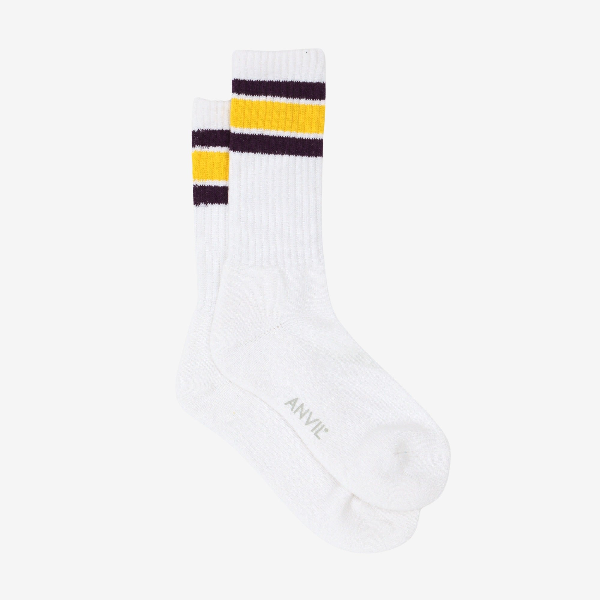 USA Cotton Crew Sock - Purple/Yellow