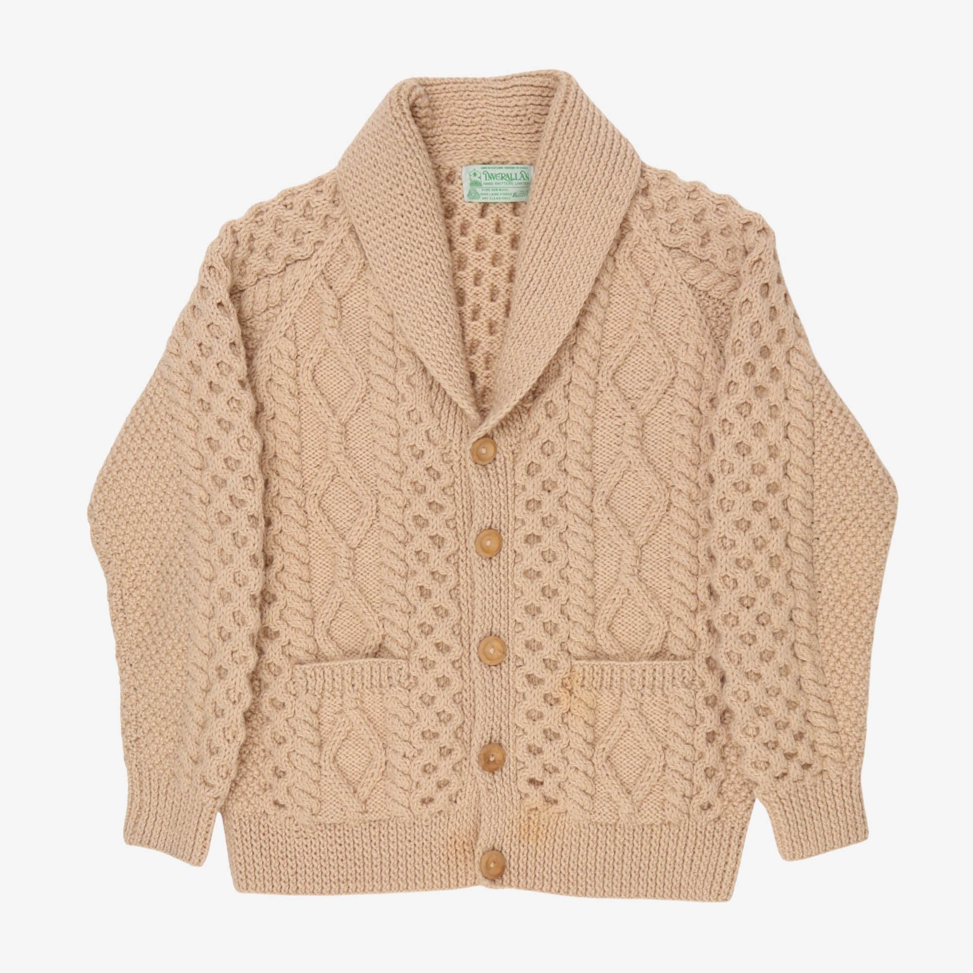 Cable Knit Shawl Collar Cardigan