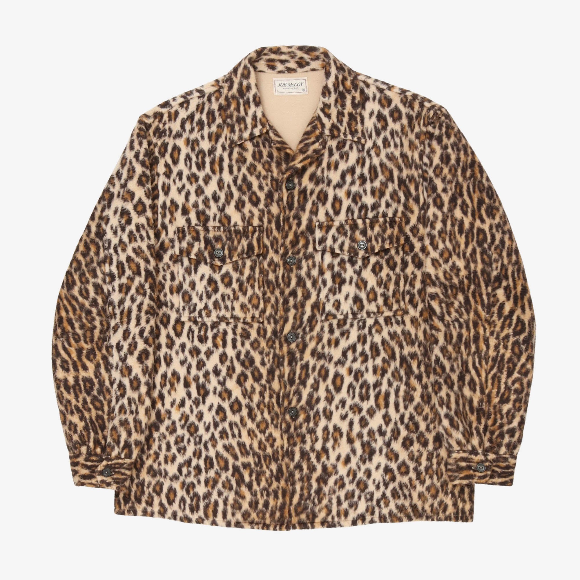 Leopard Fur Open Collar Shirt