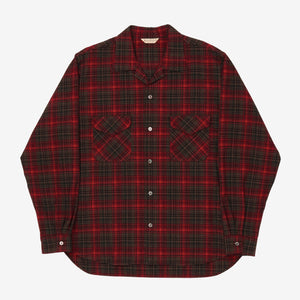 Open Collar Plaid Shirt