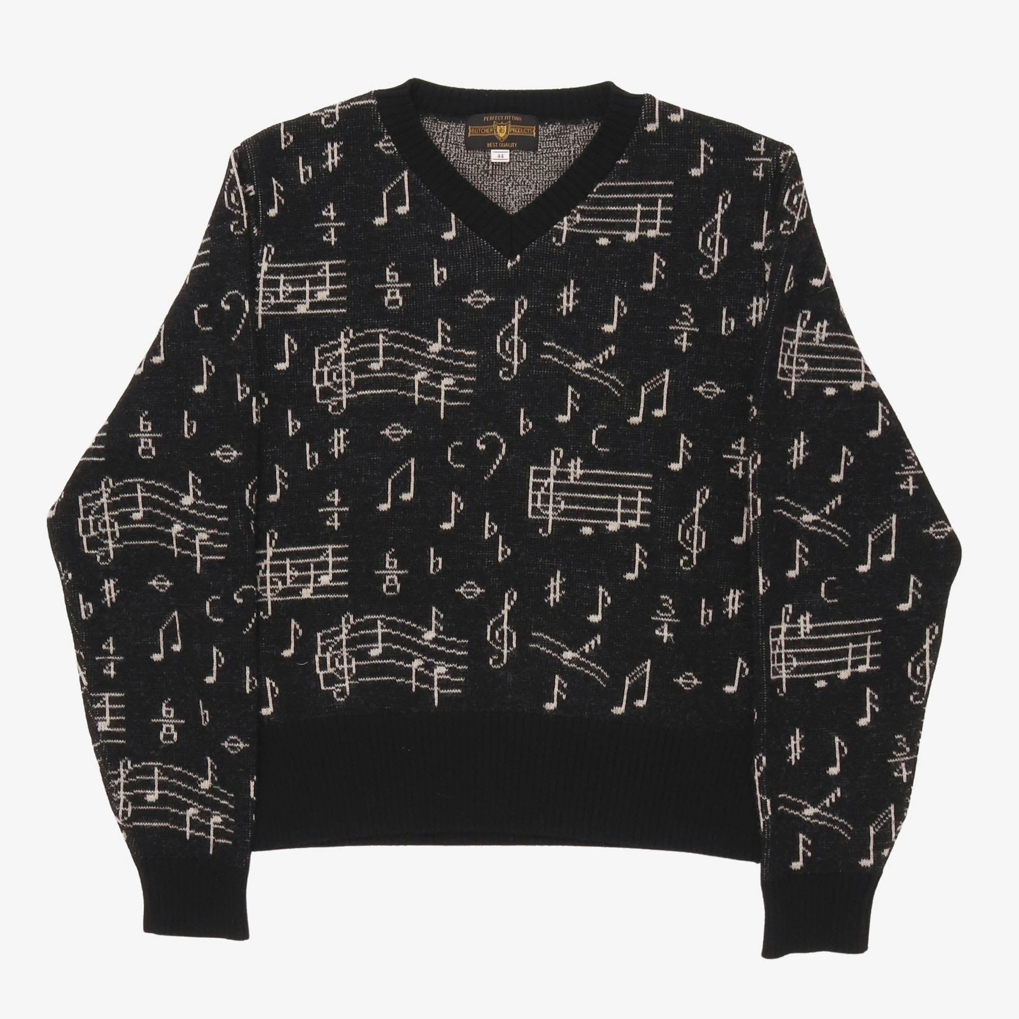 Musical Notes V Neck Sweater