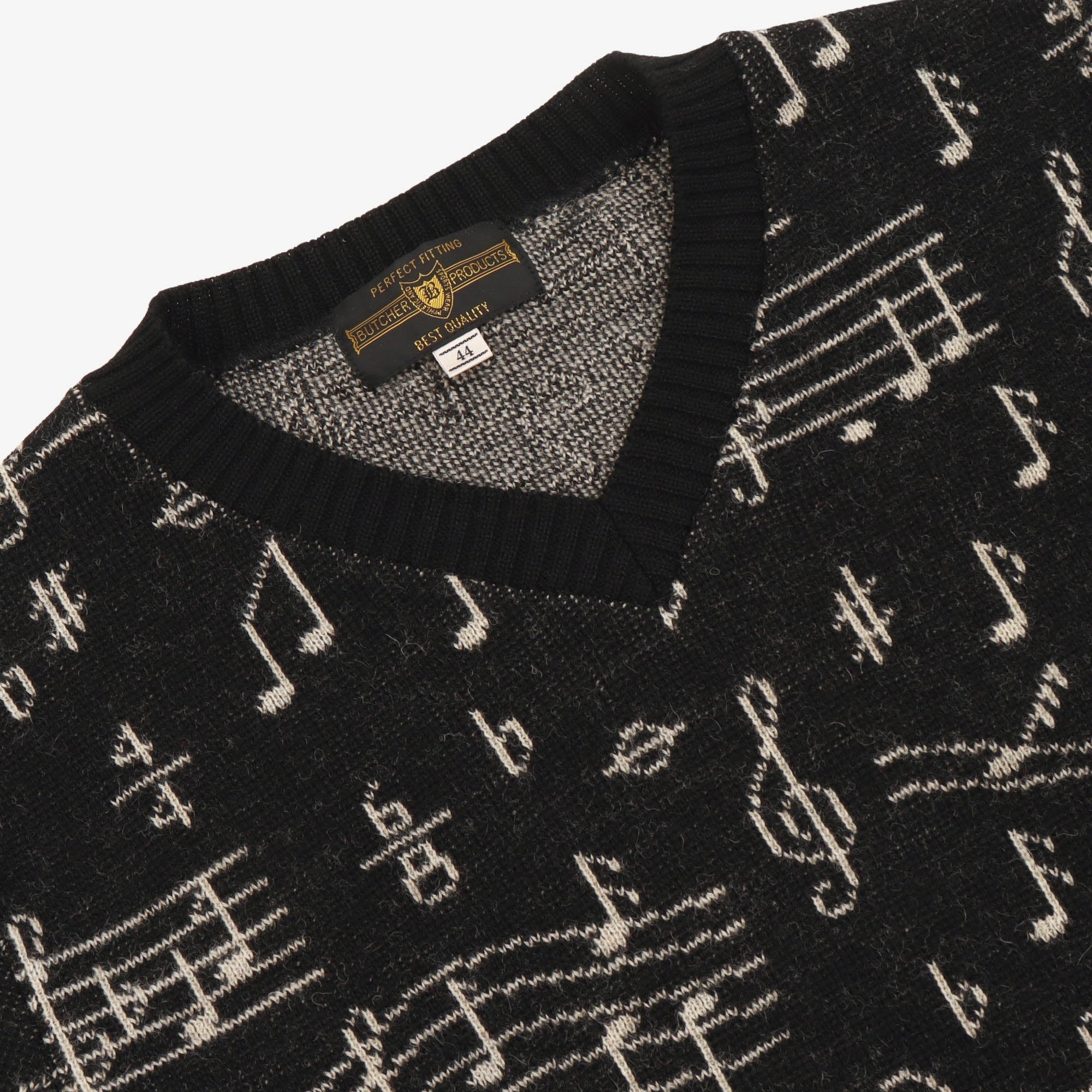 Musical Notes V Neck Sweater