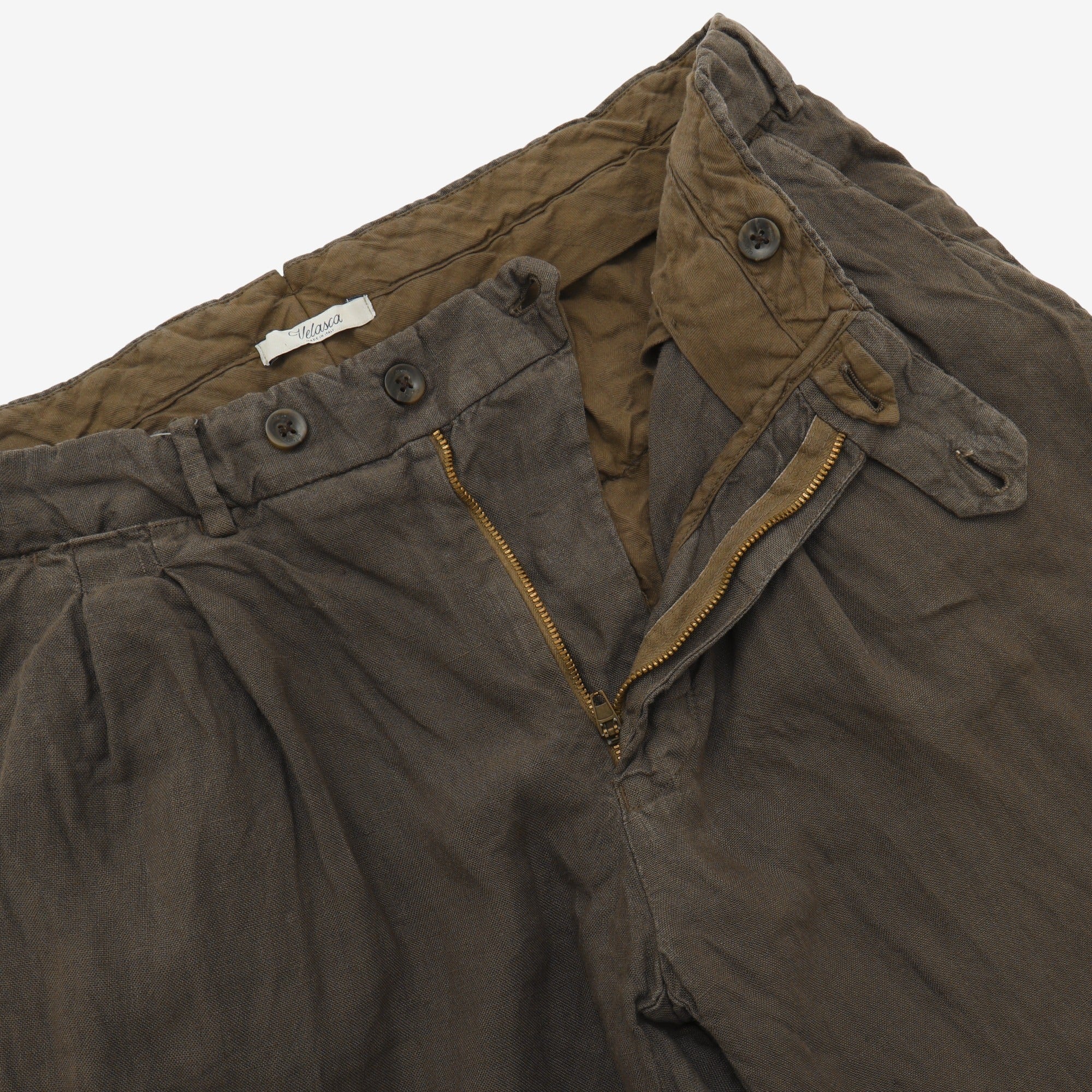 Linen Double Pleat Trousers