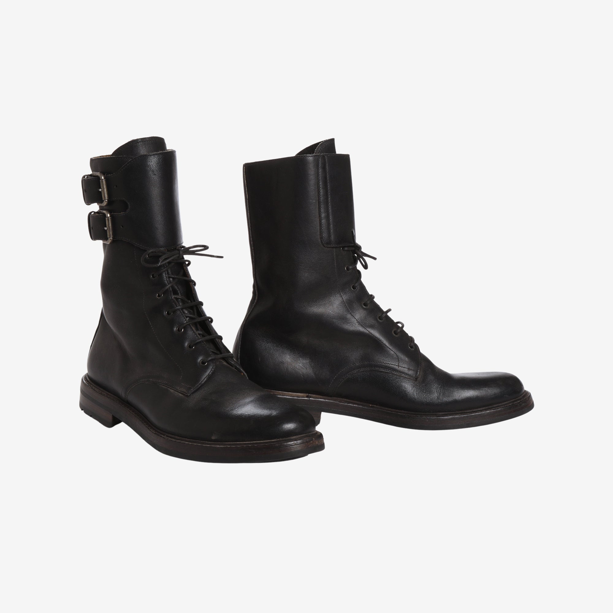 Leather Strap Biker Boots