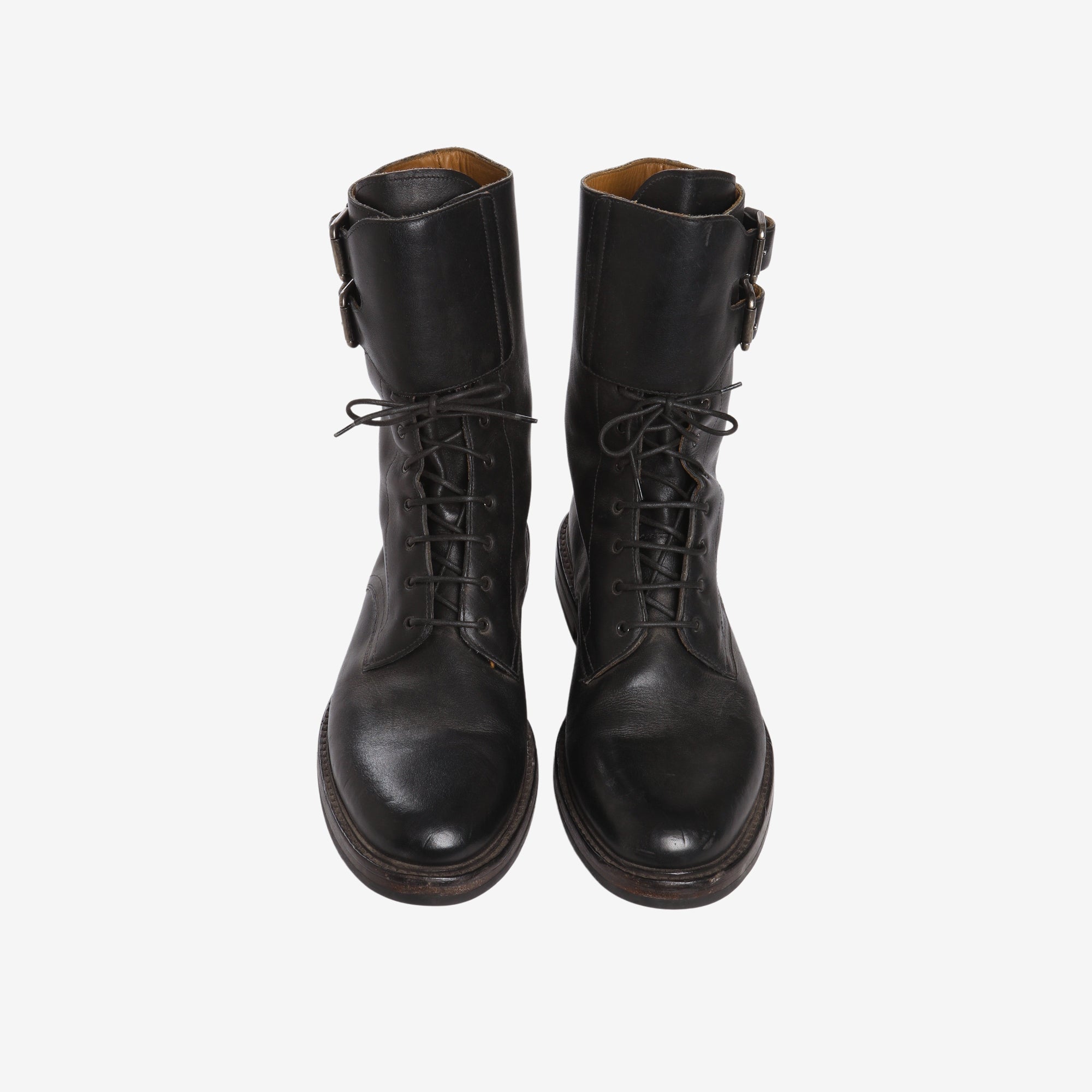 Leather Strap Biker Boots