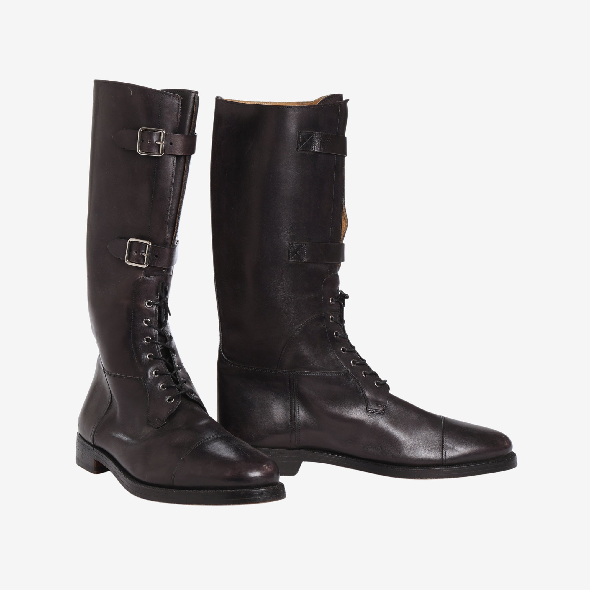 Tall Leather Biker Boot