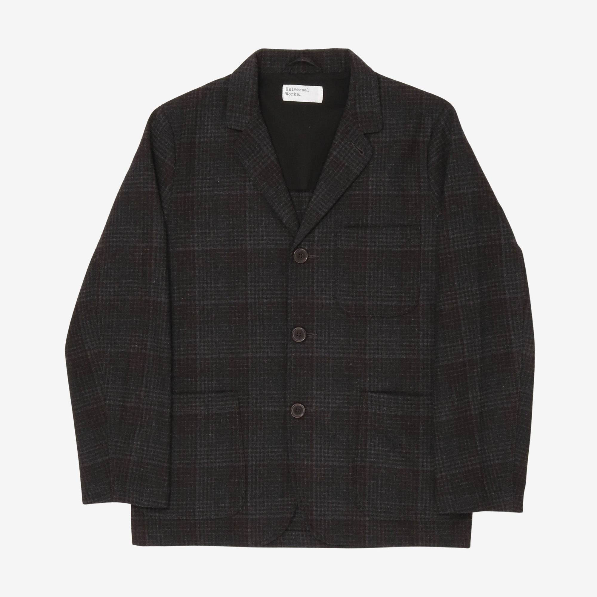 Check Wool Three Button Jacket