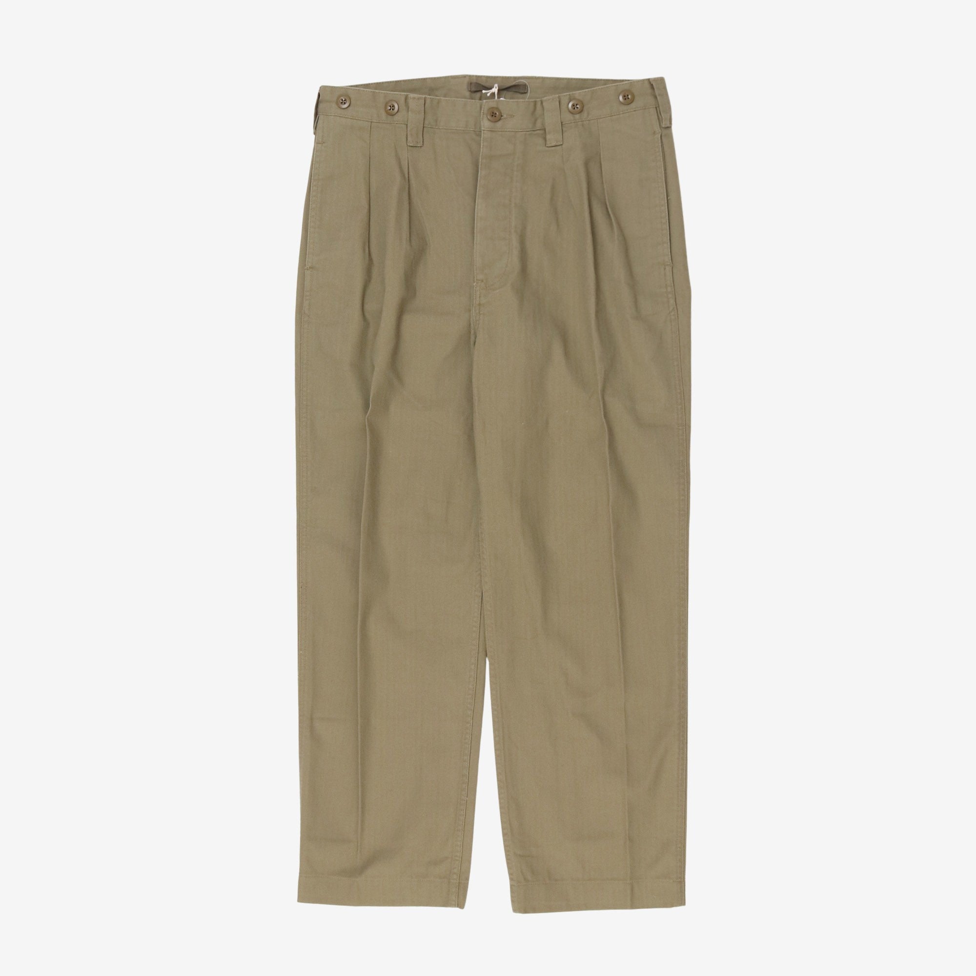 Pleated Herringbone Chino