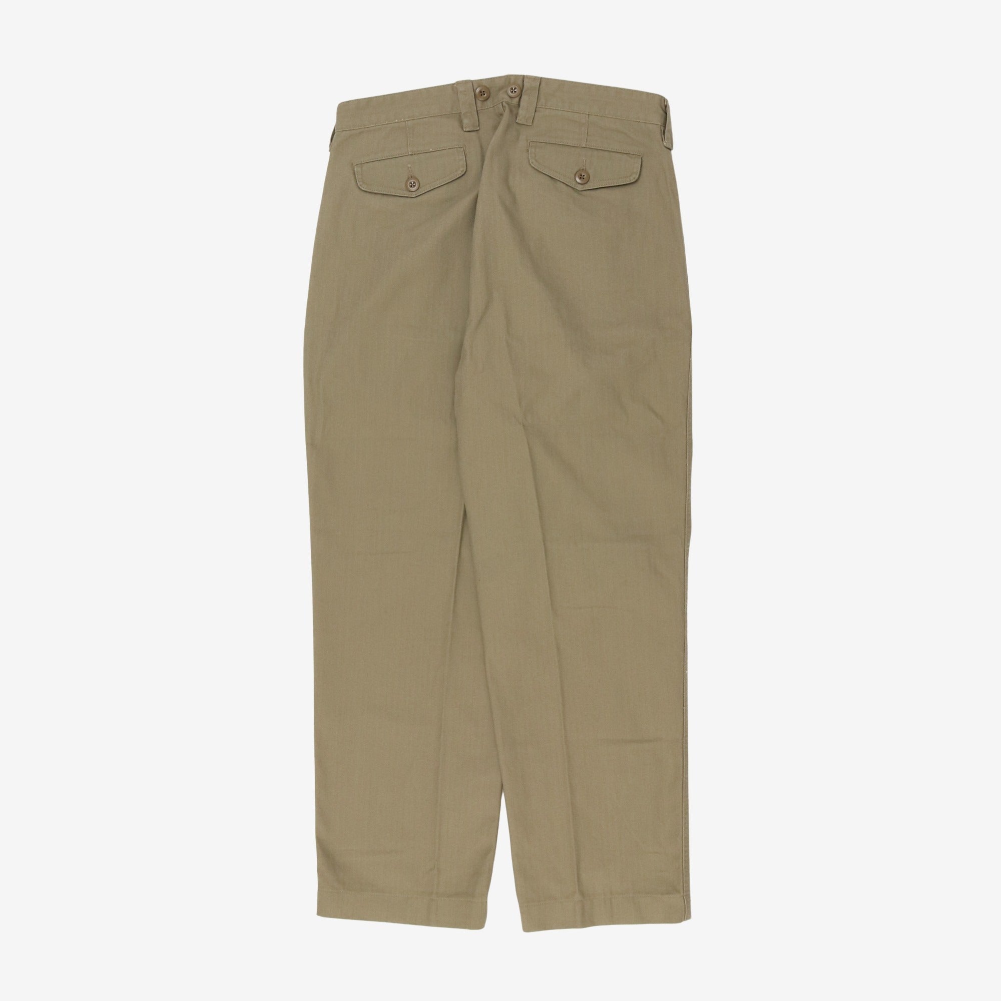 Pleated Herringbone Chino