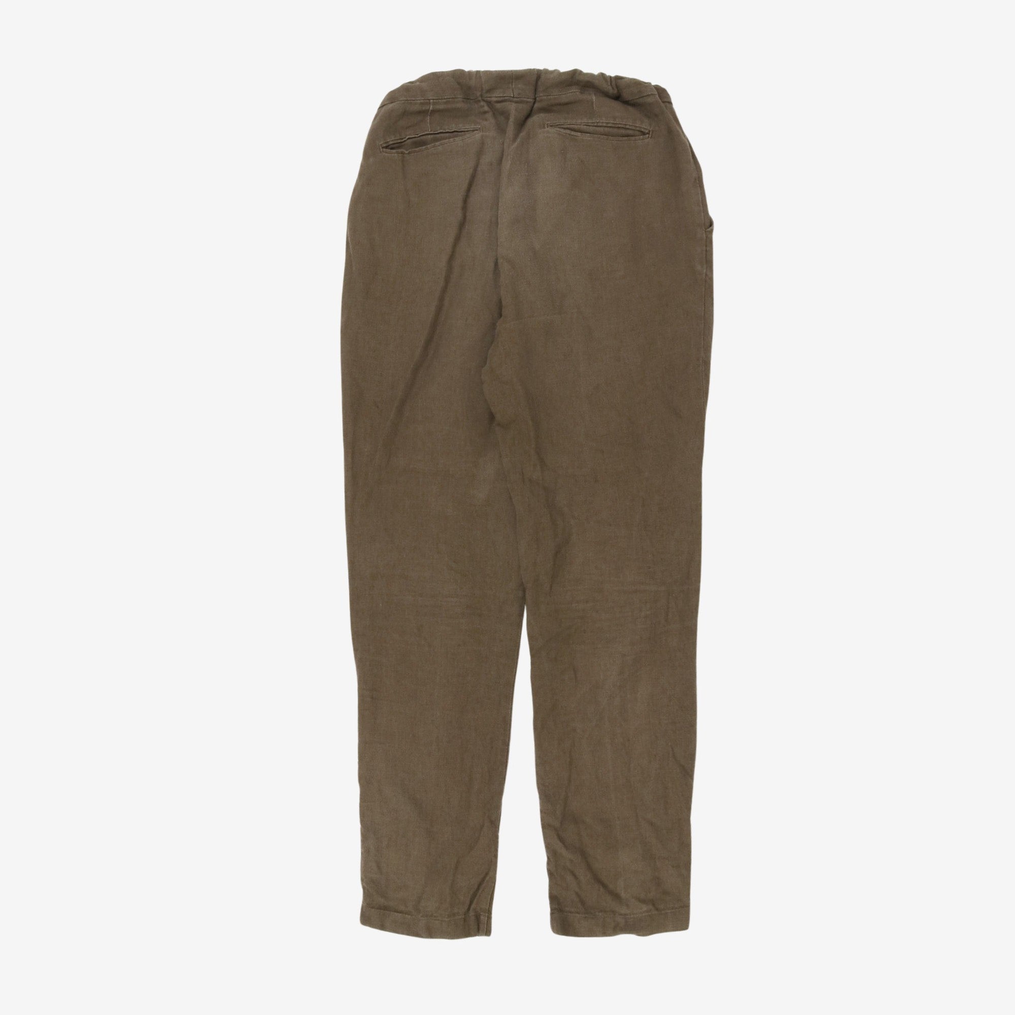 Drawstring Pleated Linen Trousers