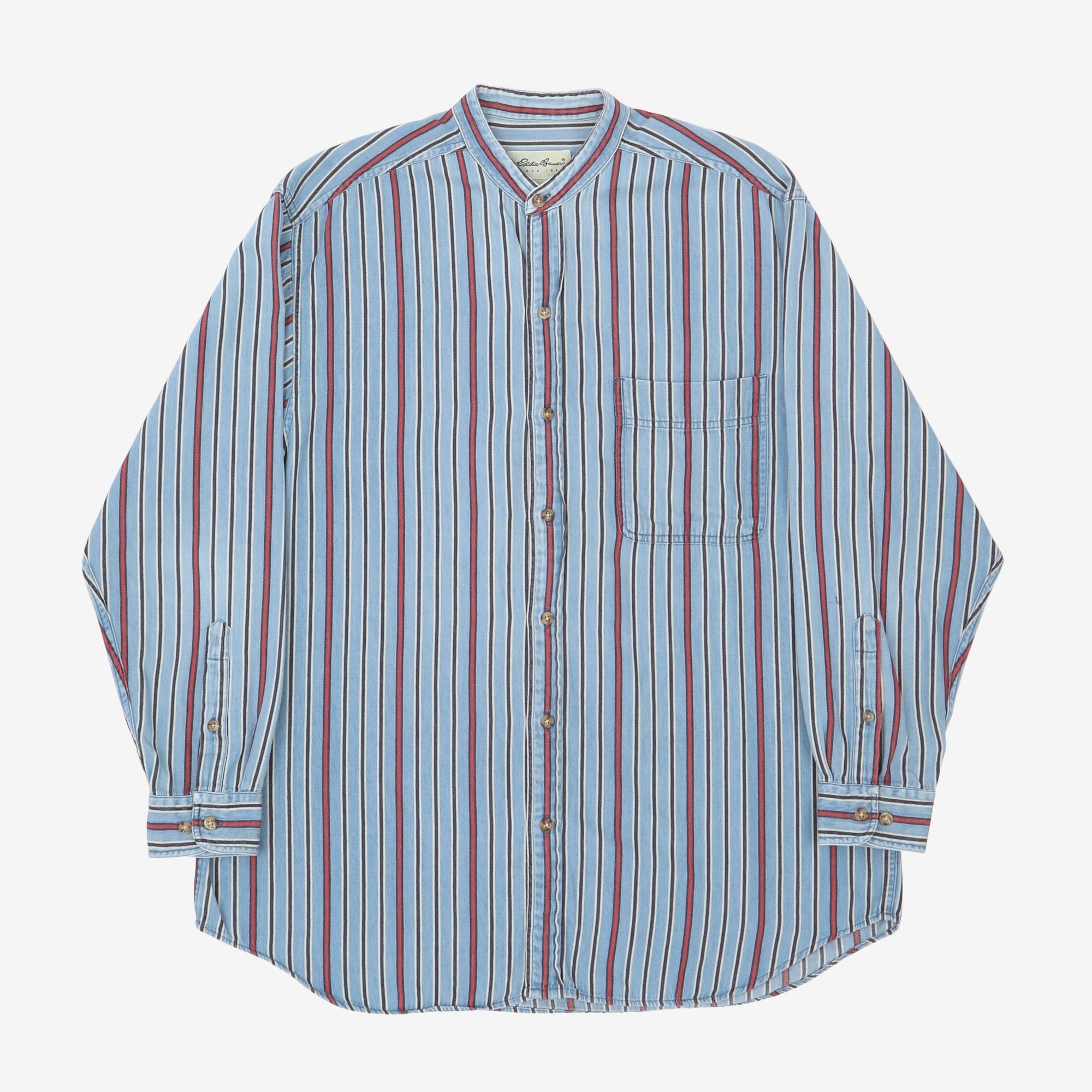 Striped Collarless Shirt