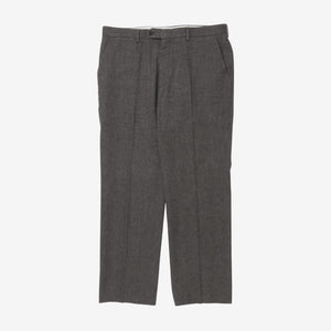 Linen Wool Flat Front Trousers