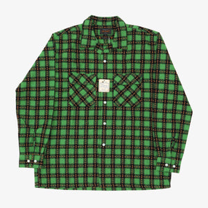 Sashiko Open Collar Block Check Shirt