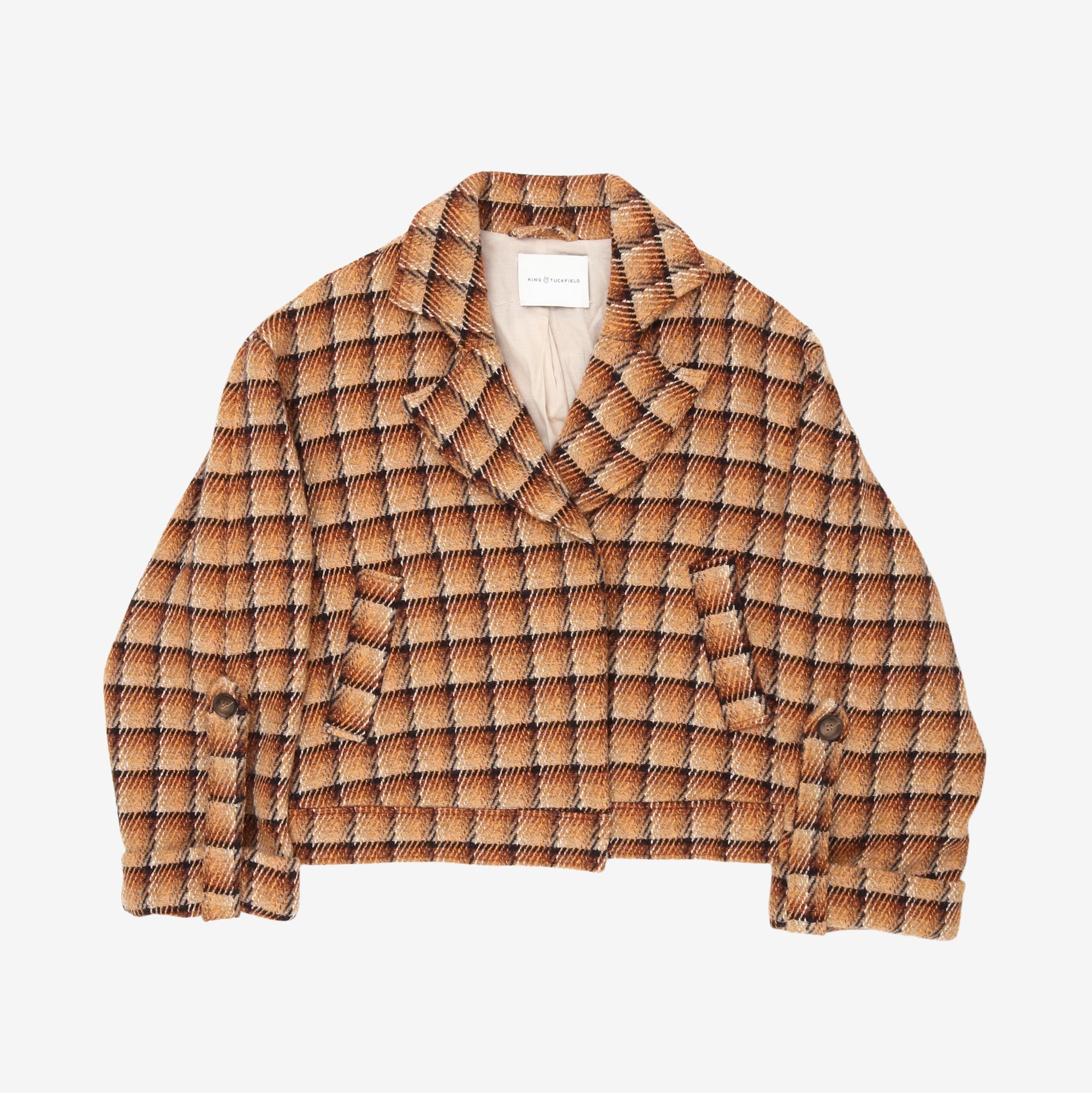 Cropped Plaid Print Jacket