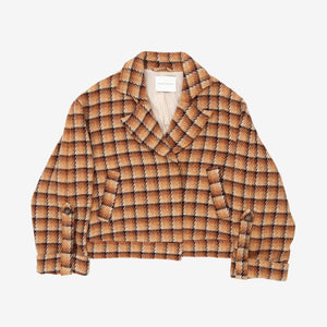 Cropped Plaid Print Jacket