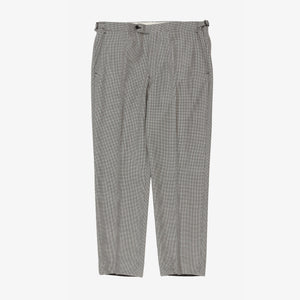 Houndstooth Flat Front Wool Trouser (36w)