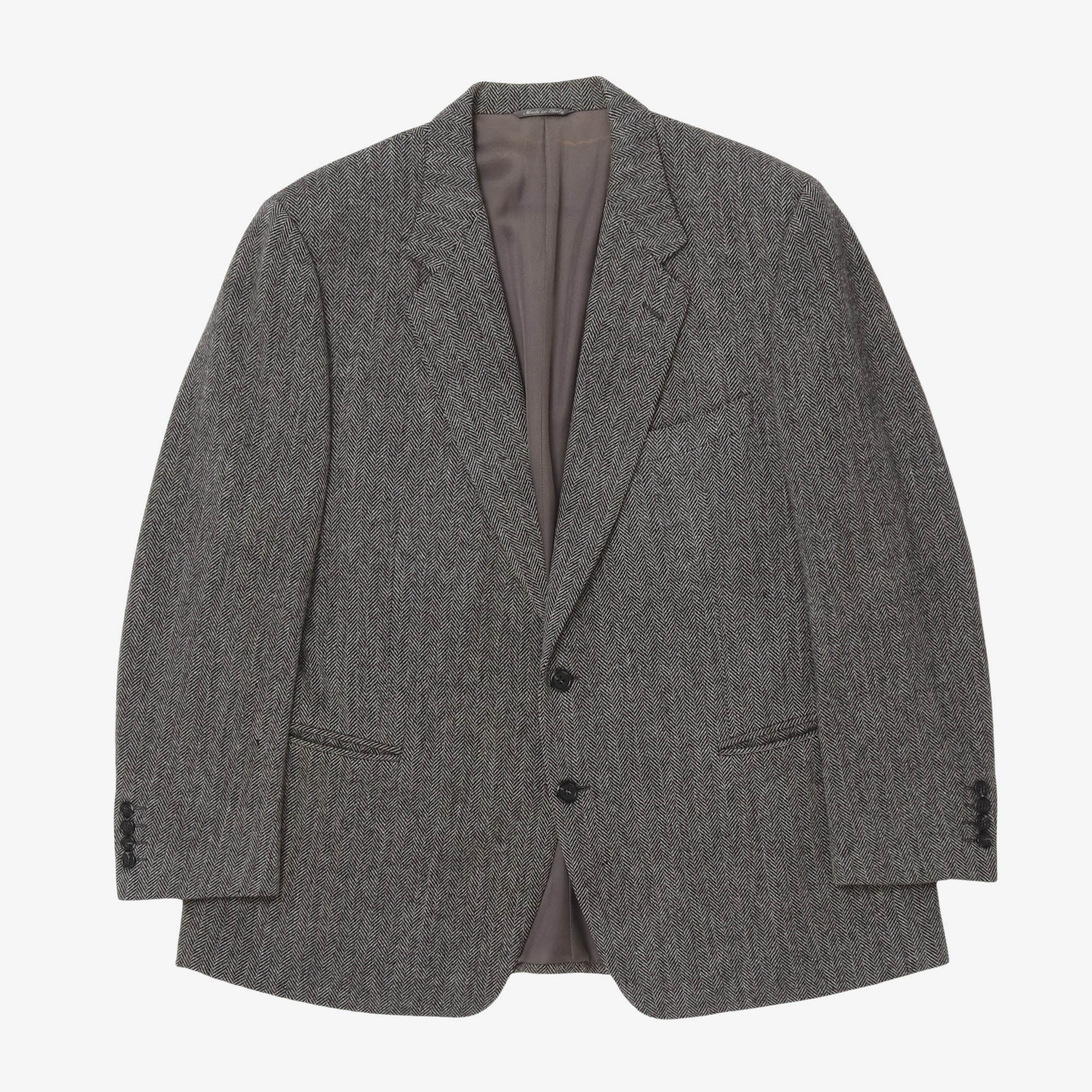 Vintage 80s Herringbone Wool Blazer