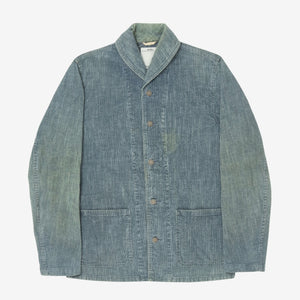 Distressed Shawl Collar Denim Coverall Jacket