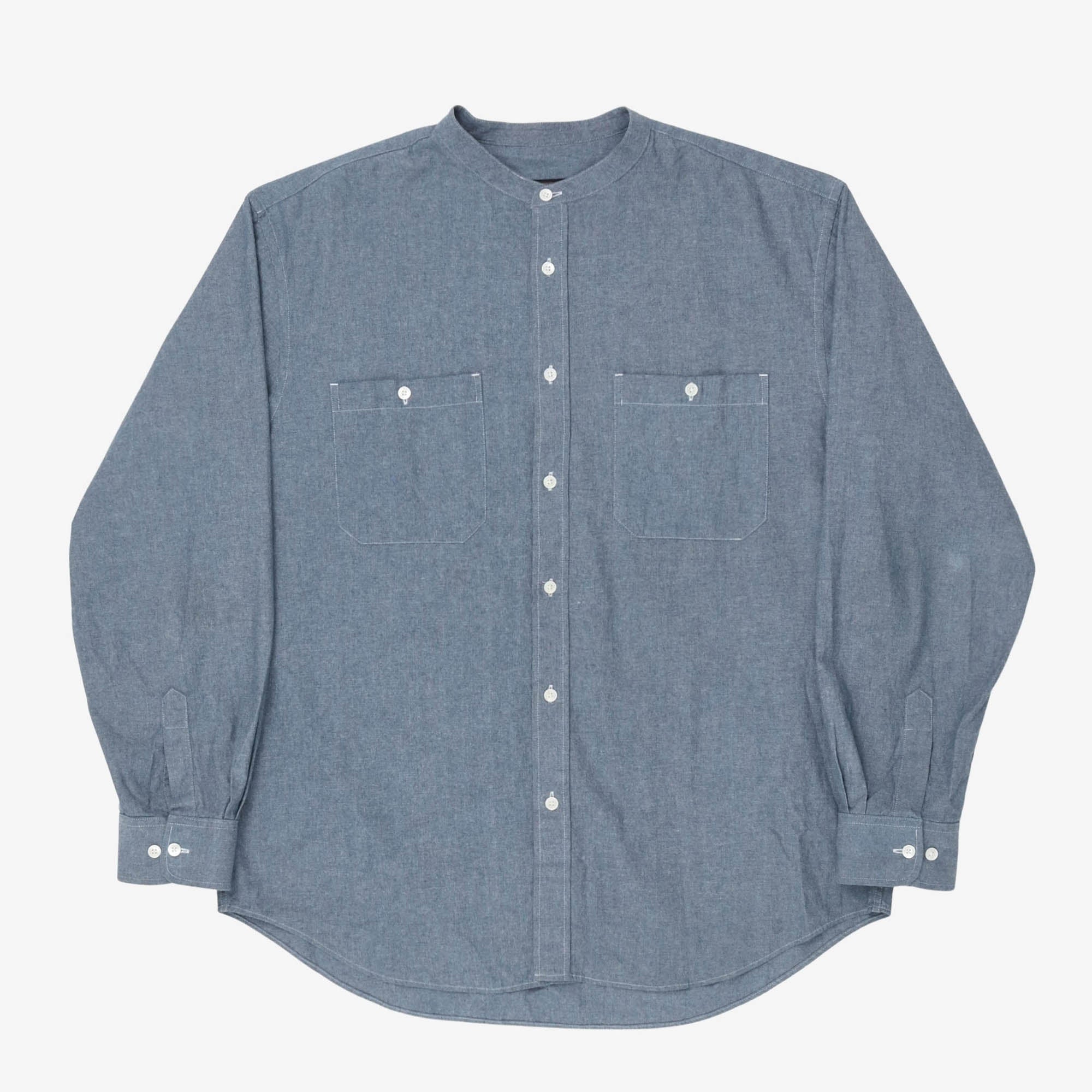 Collarless Chambray Shirt