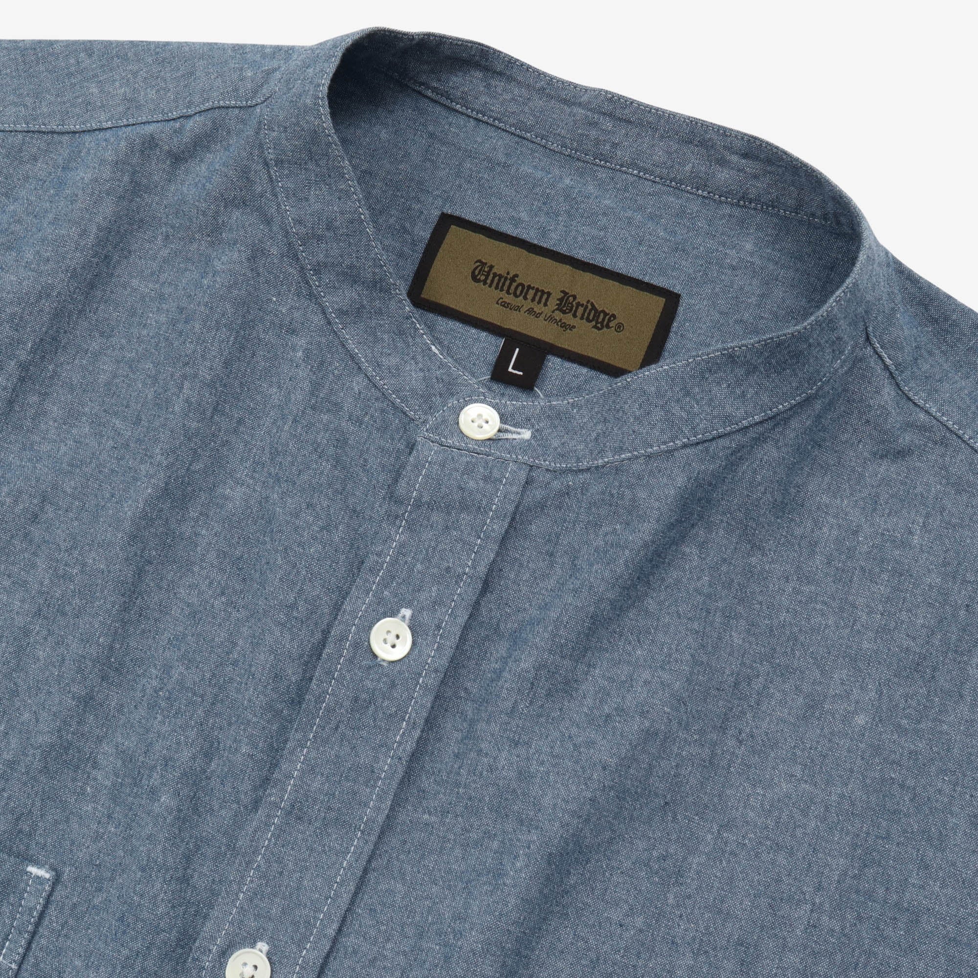 Collarless Chambray Shirt