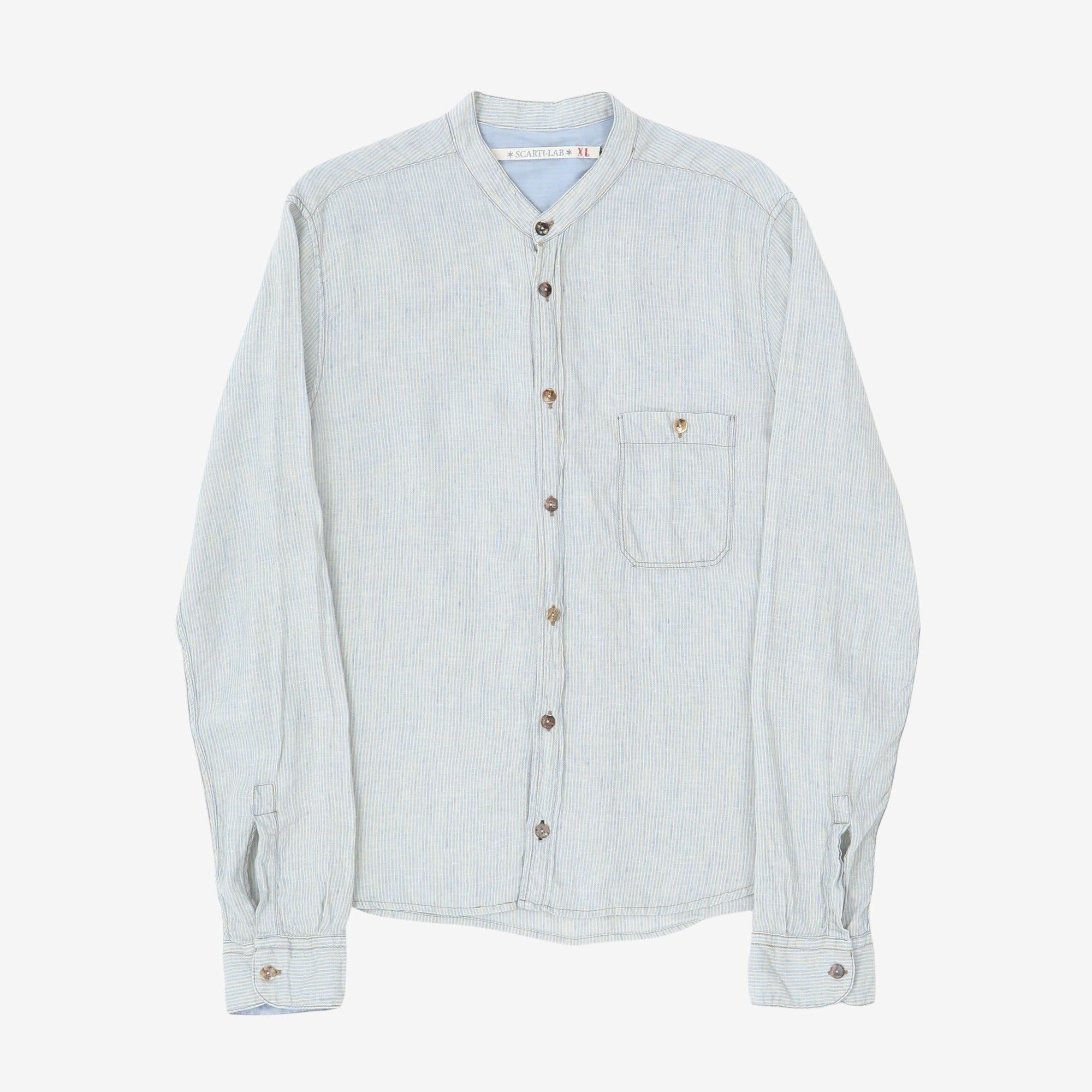 Hickory Collarless Shirt