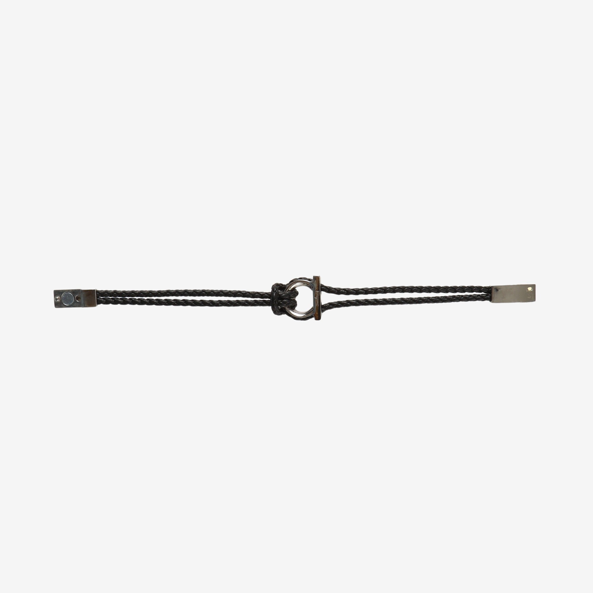 Gancini Leather Braided Bracelet