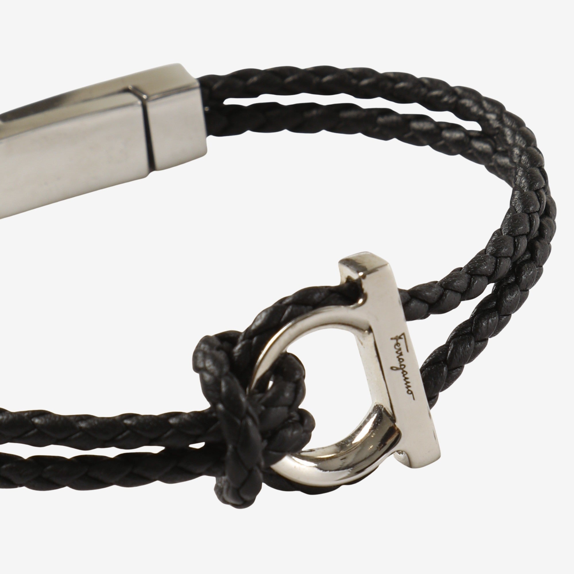 Gancini Leather Braided Bracelet