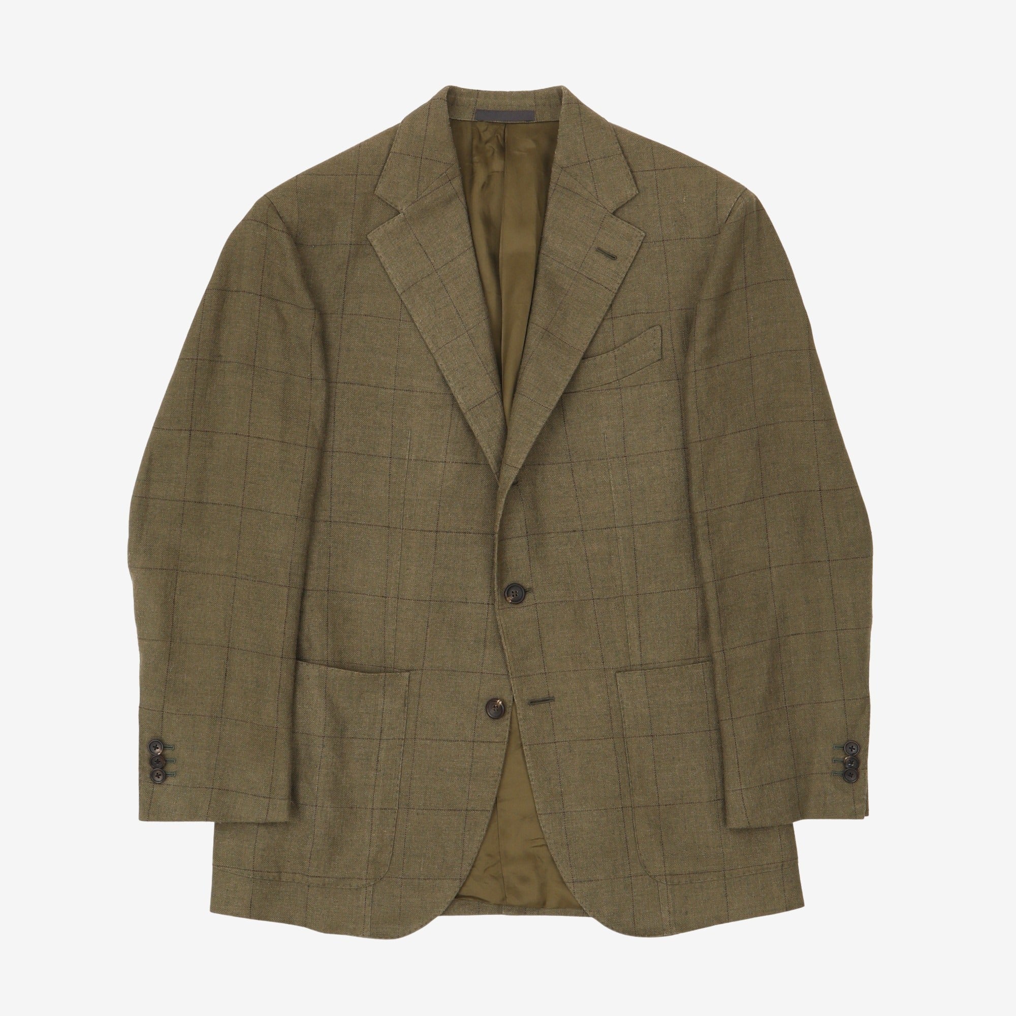 Silk Linen Check Blazer