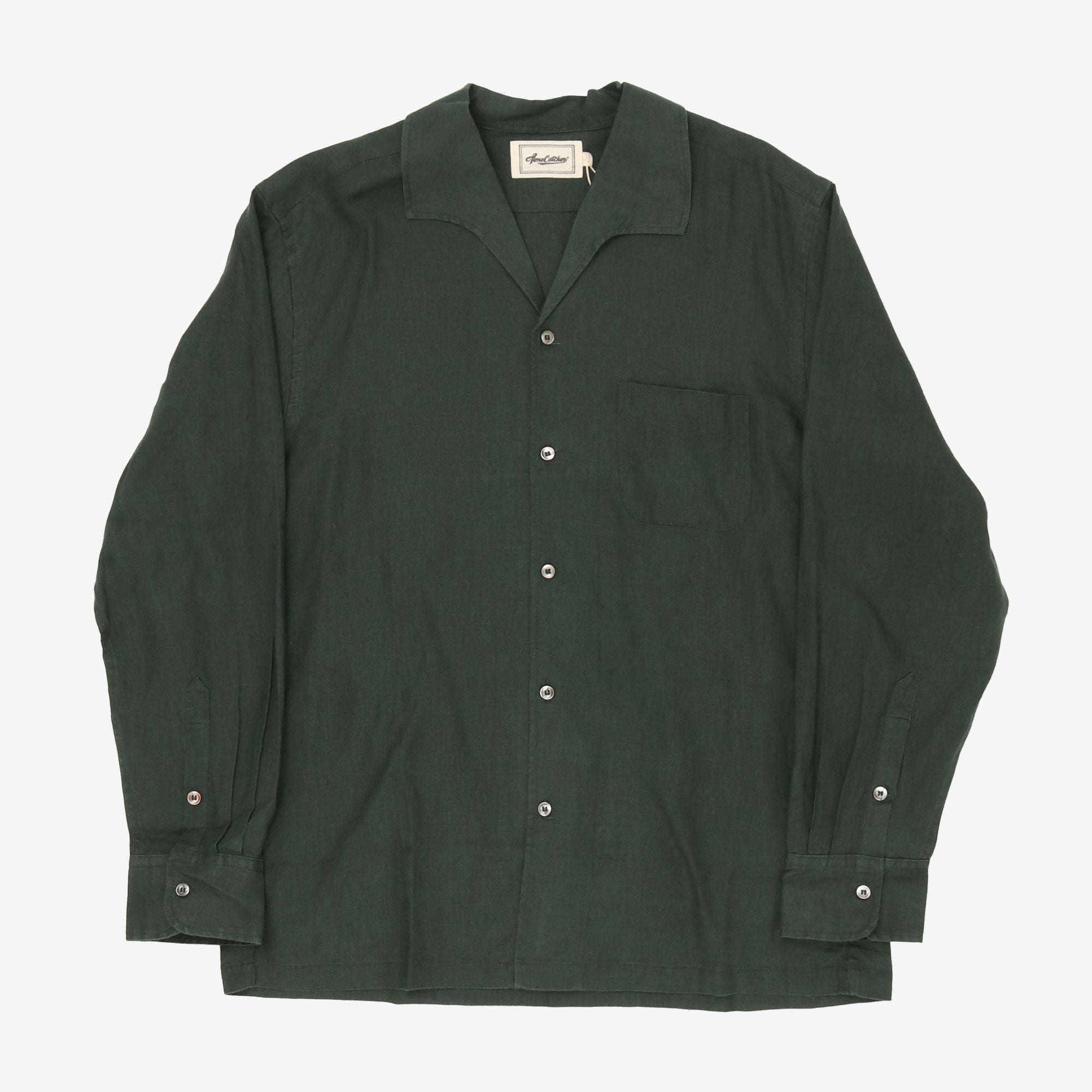 Open Collar Linen Shirt