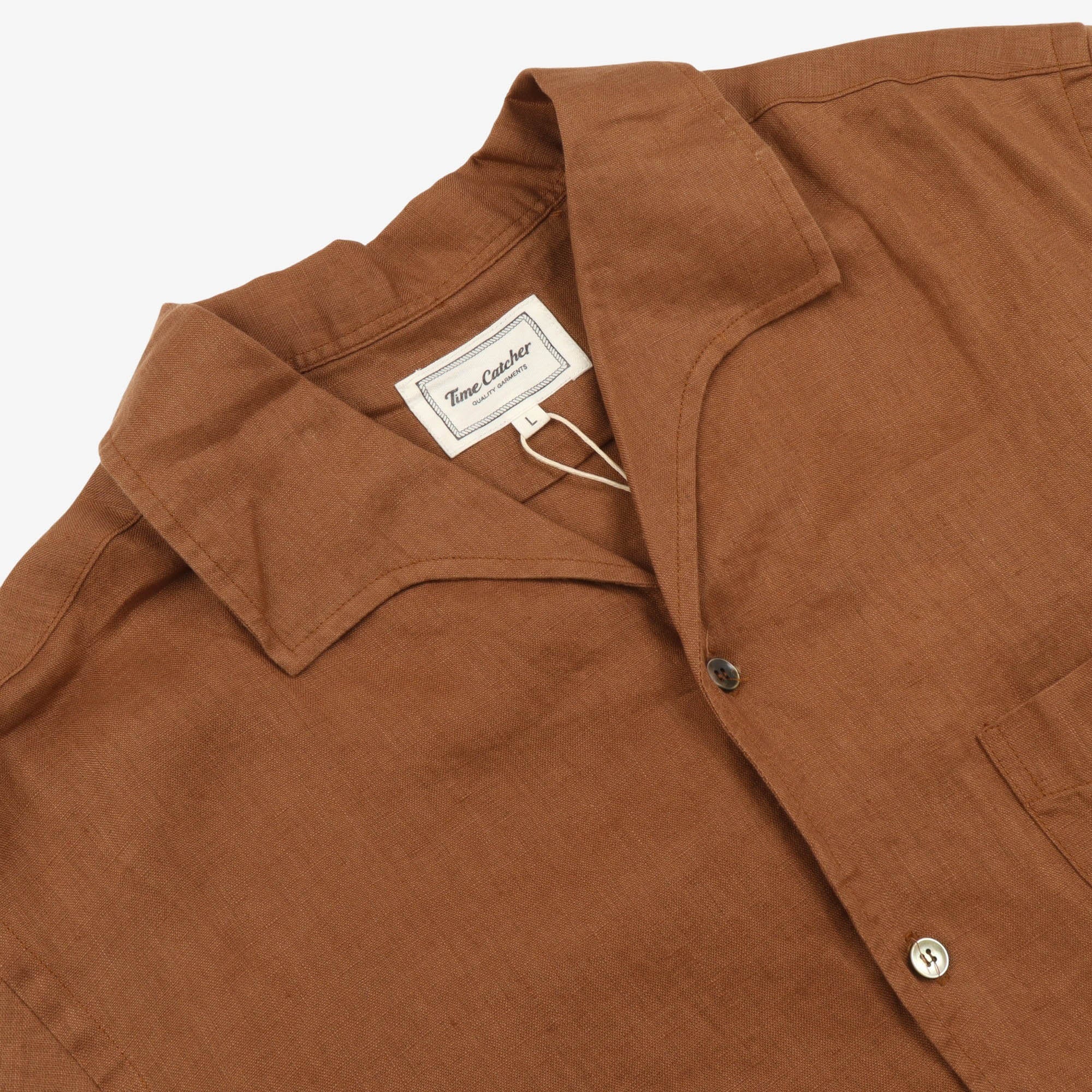 SS Open Collar Linen Shirt