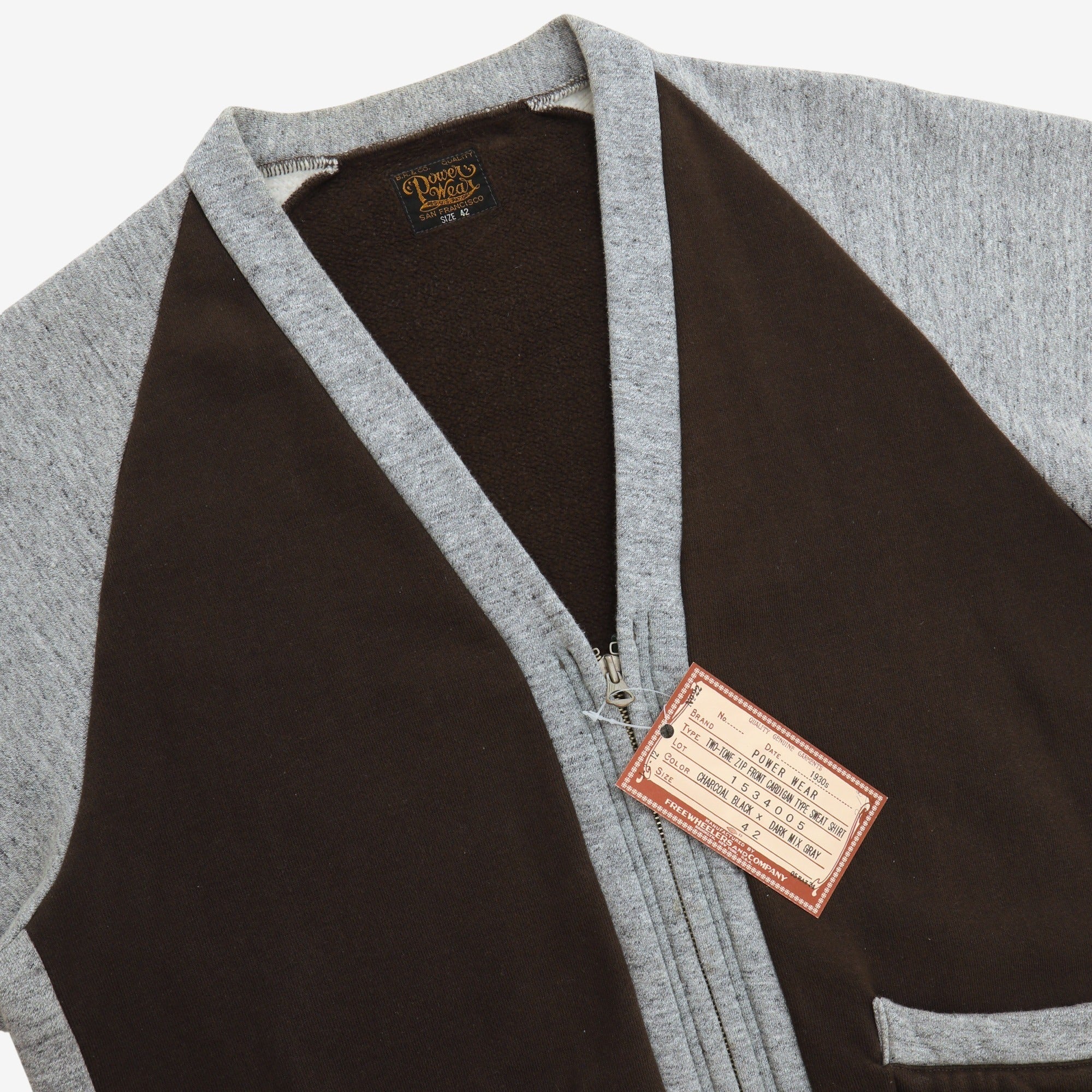 Power Wear Two Tone Zip Front Cardigan