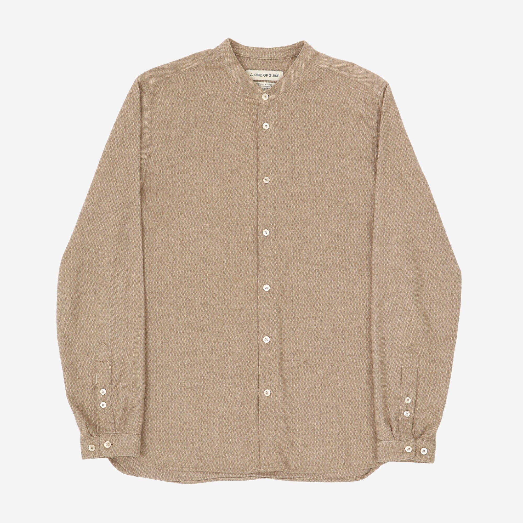 Brushed Cotton Collarless Shirt