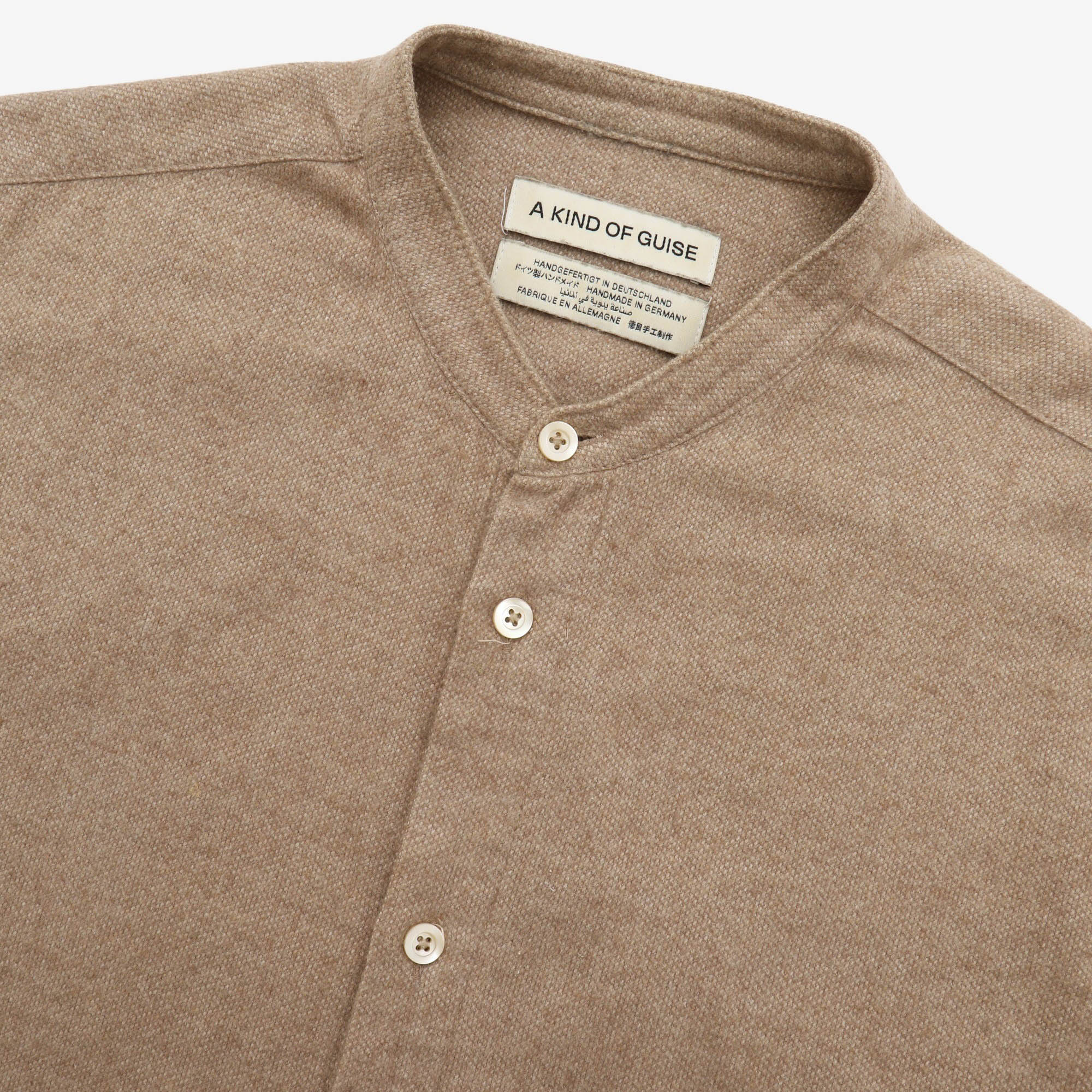 Brushed Cotton Collarless Shirt