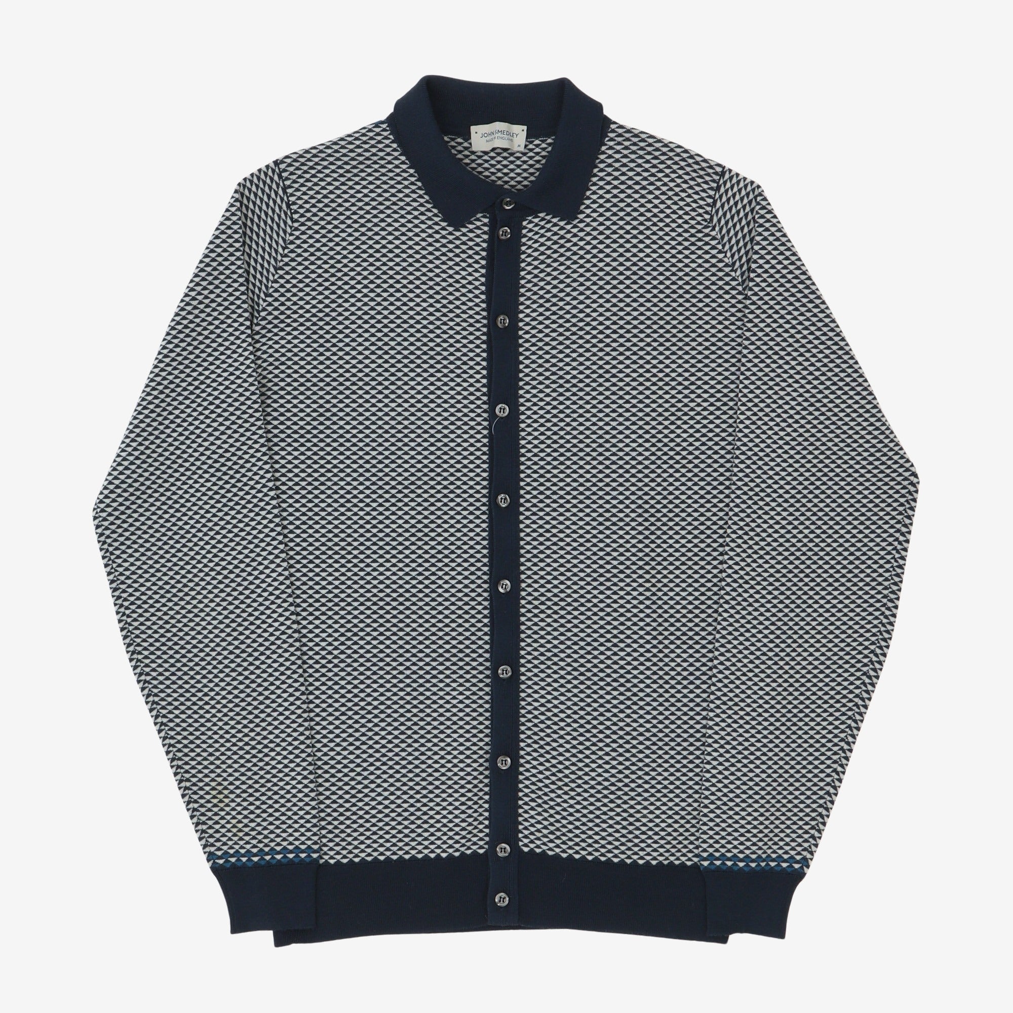 Jacquard Knit Polo Cardigan