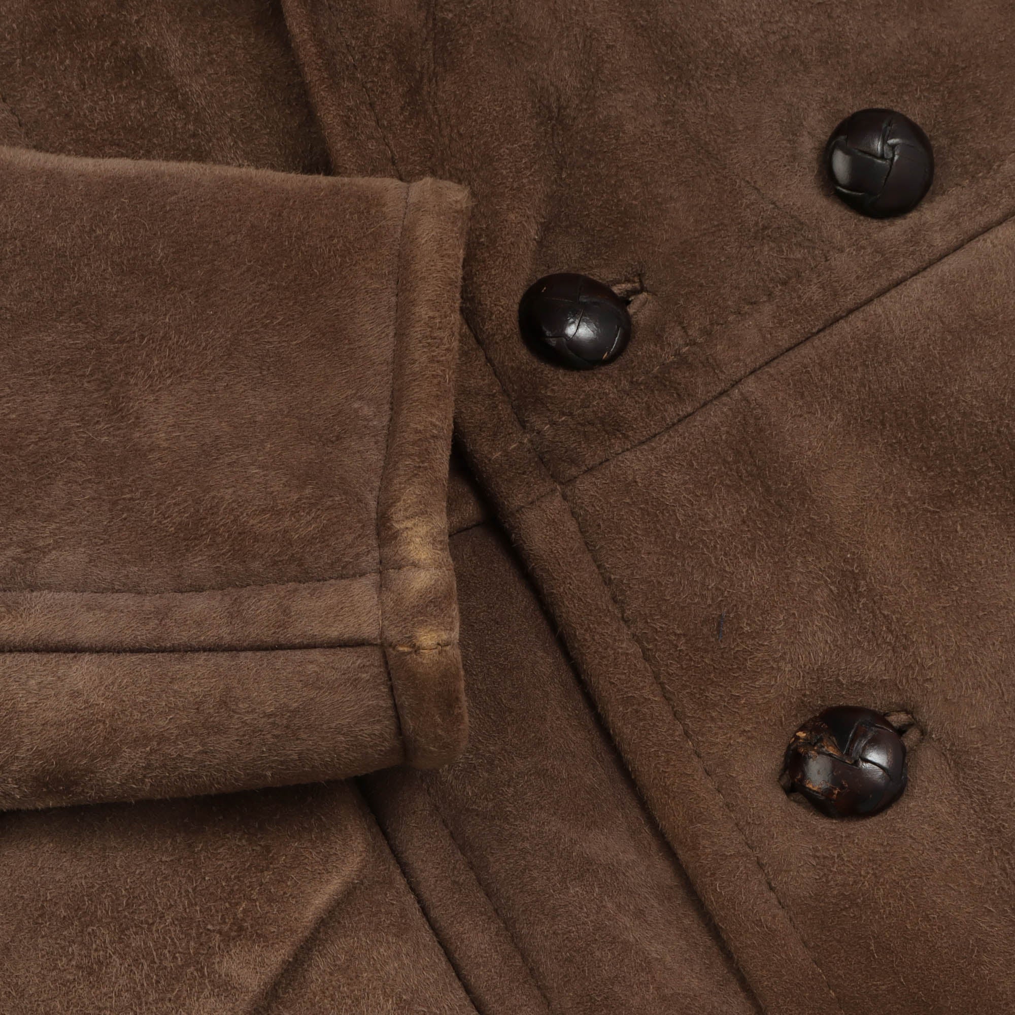 1970s Shearling Lined Suede DB Overcoat