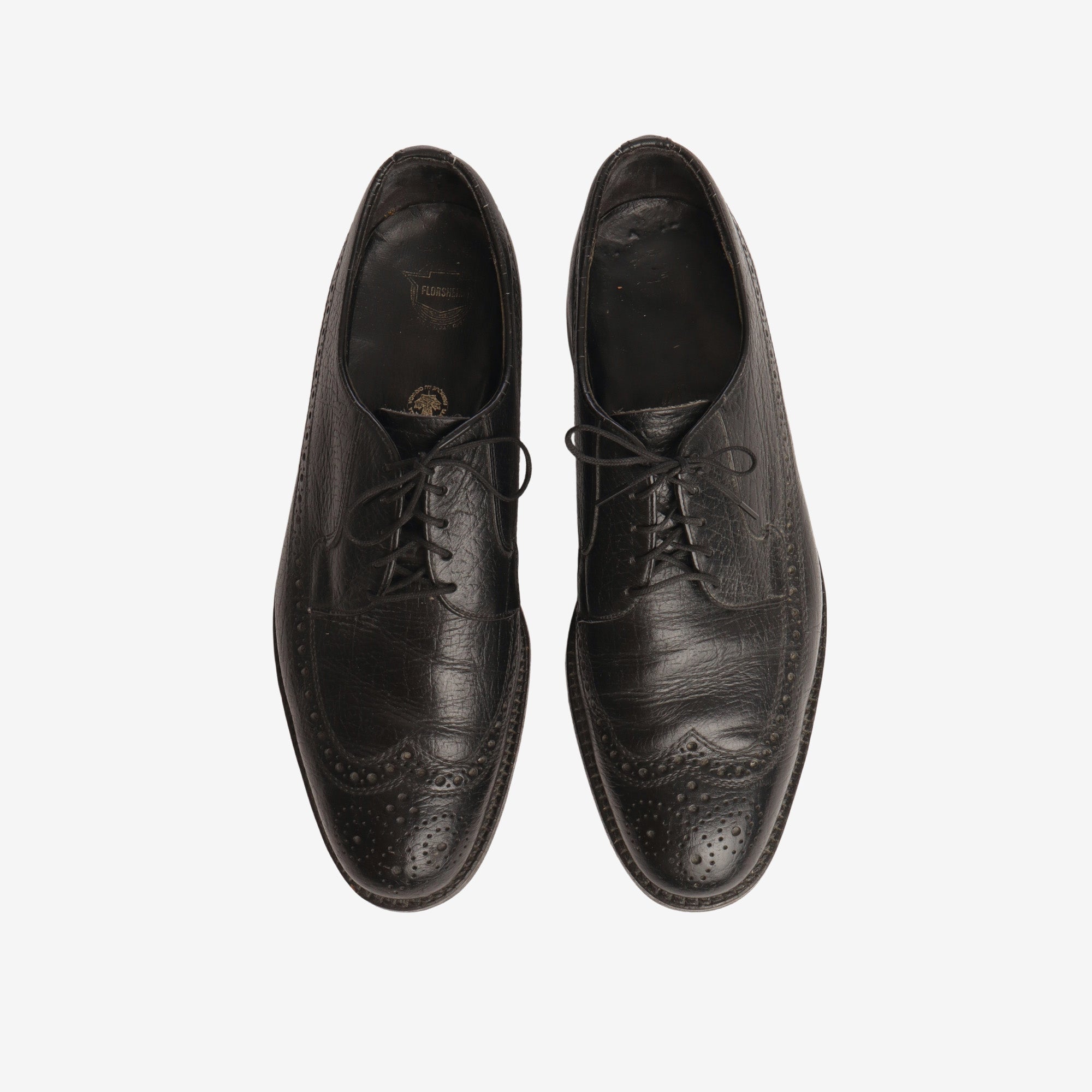 Grained Leather Wing Tip Brogue