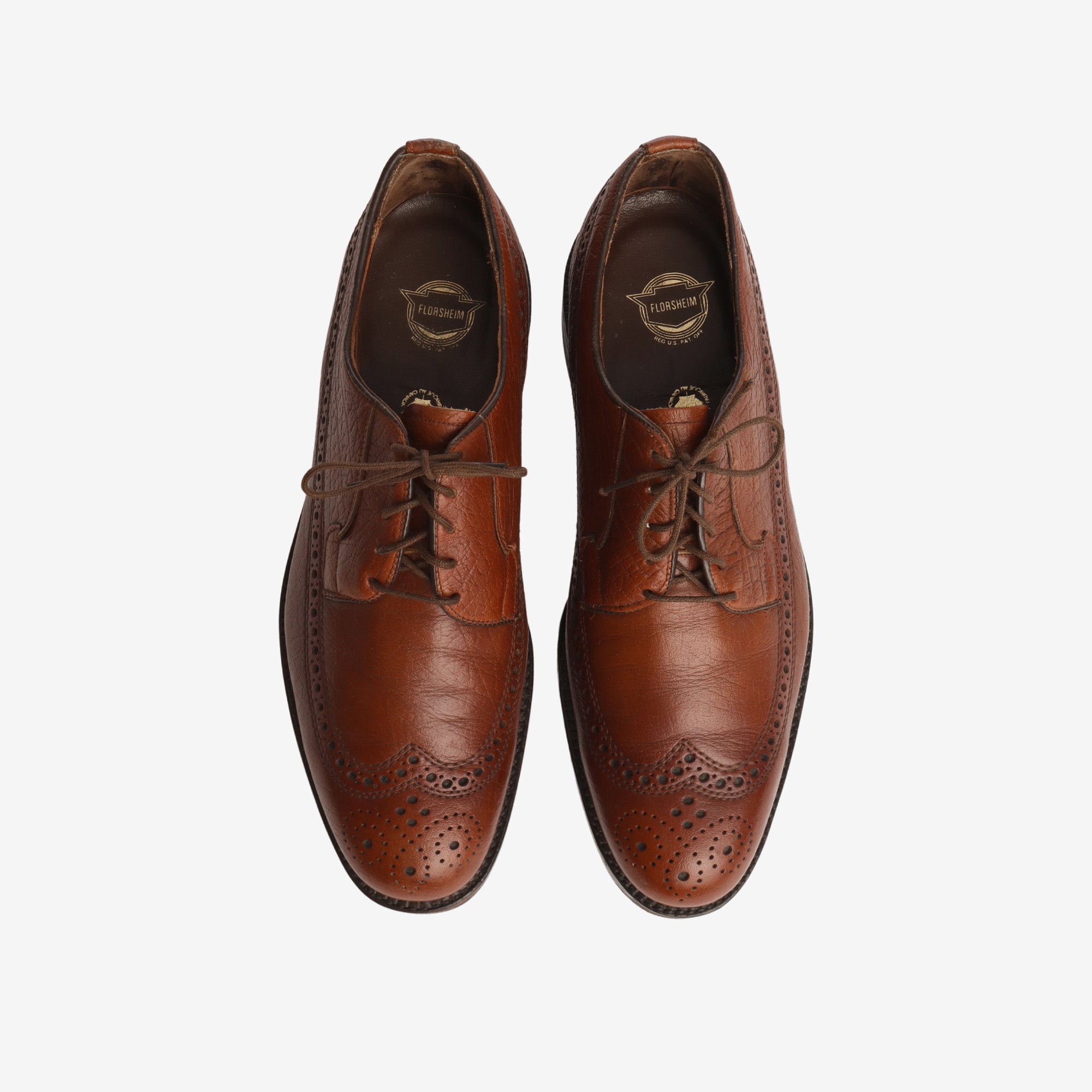 Grained Leather Wing Tip Brogue