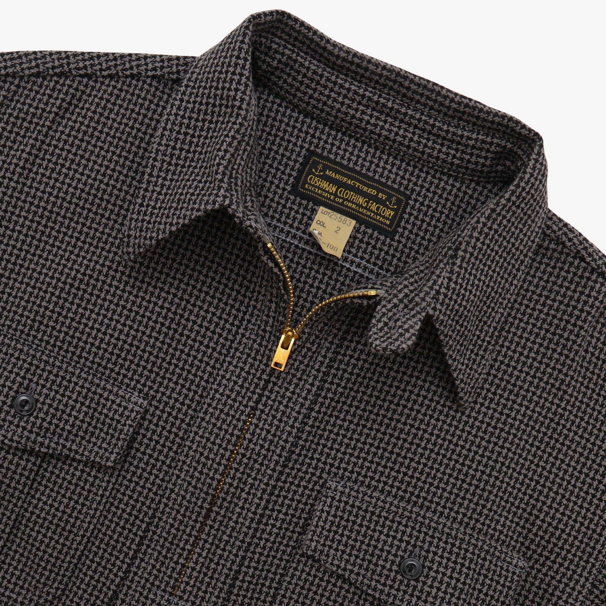 Hounds Tooth Half Zip Work Shirt