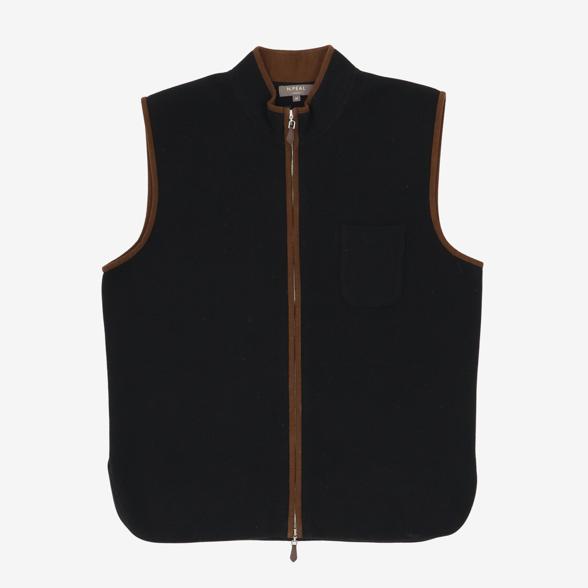 Leather Trimmed Cashmere Gilet