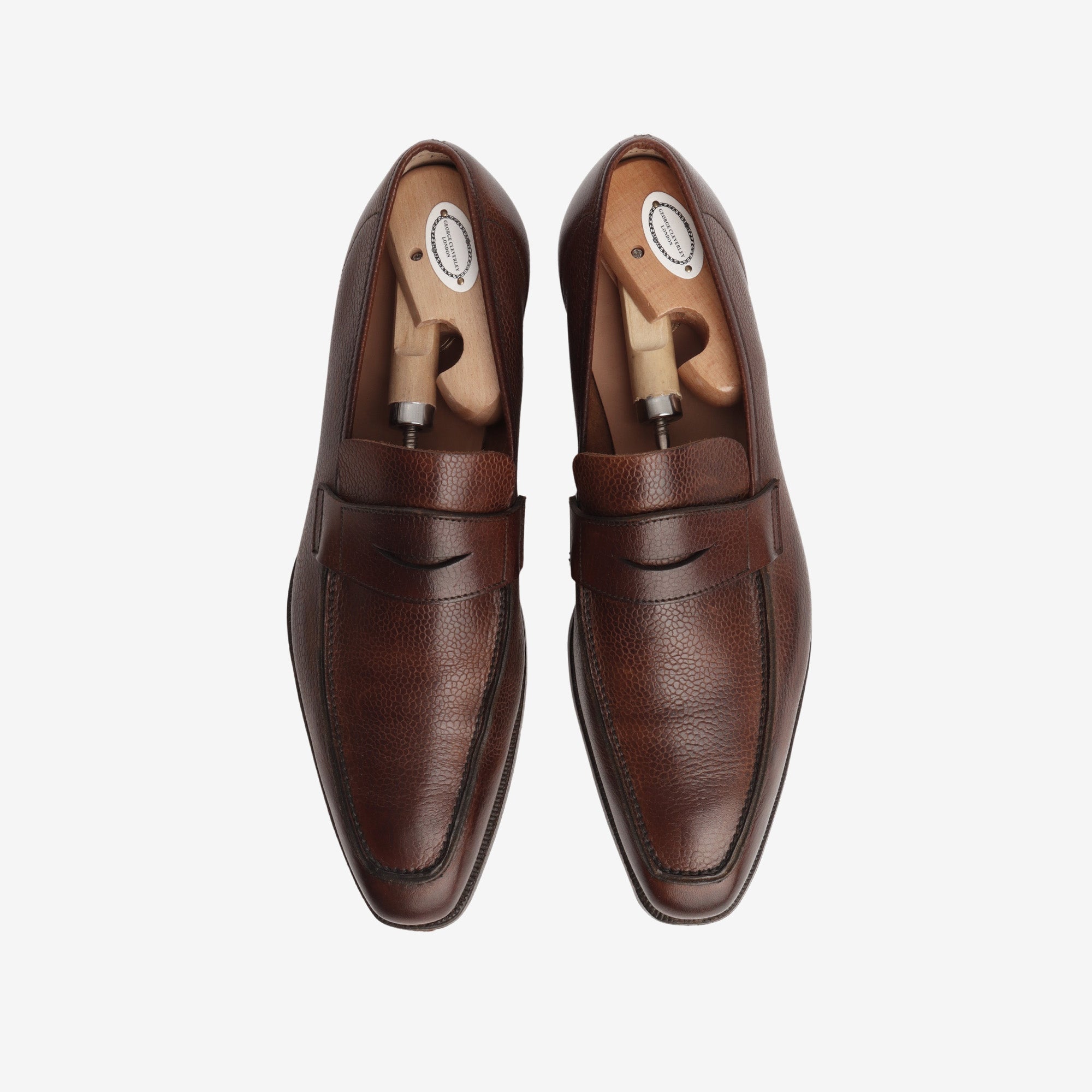 Grained Leather Penny Loafers + Trees