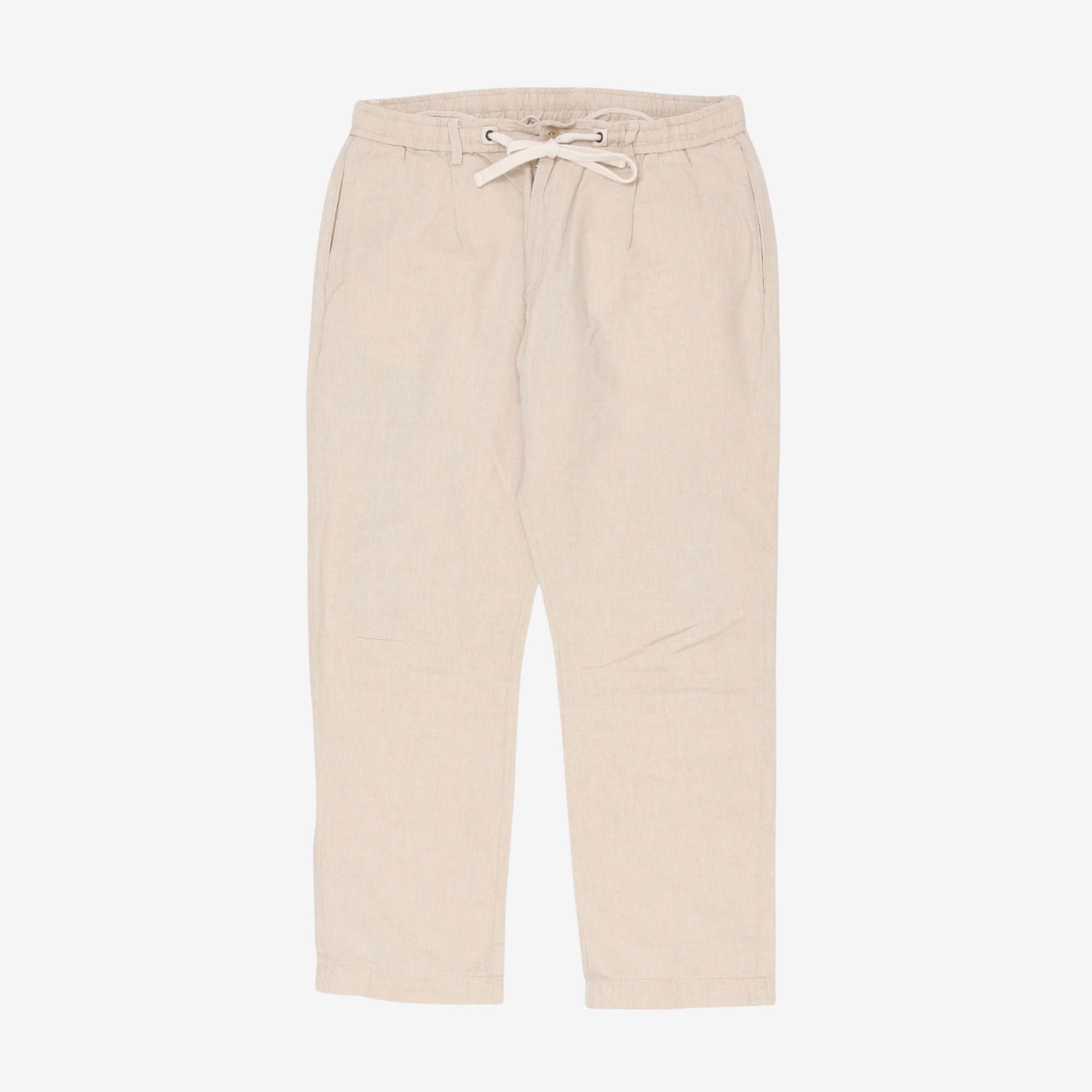 Linen Blend Drawstring Trousers