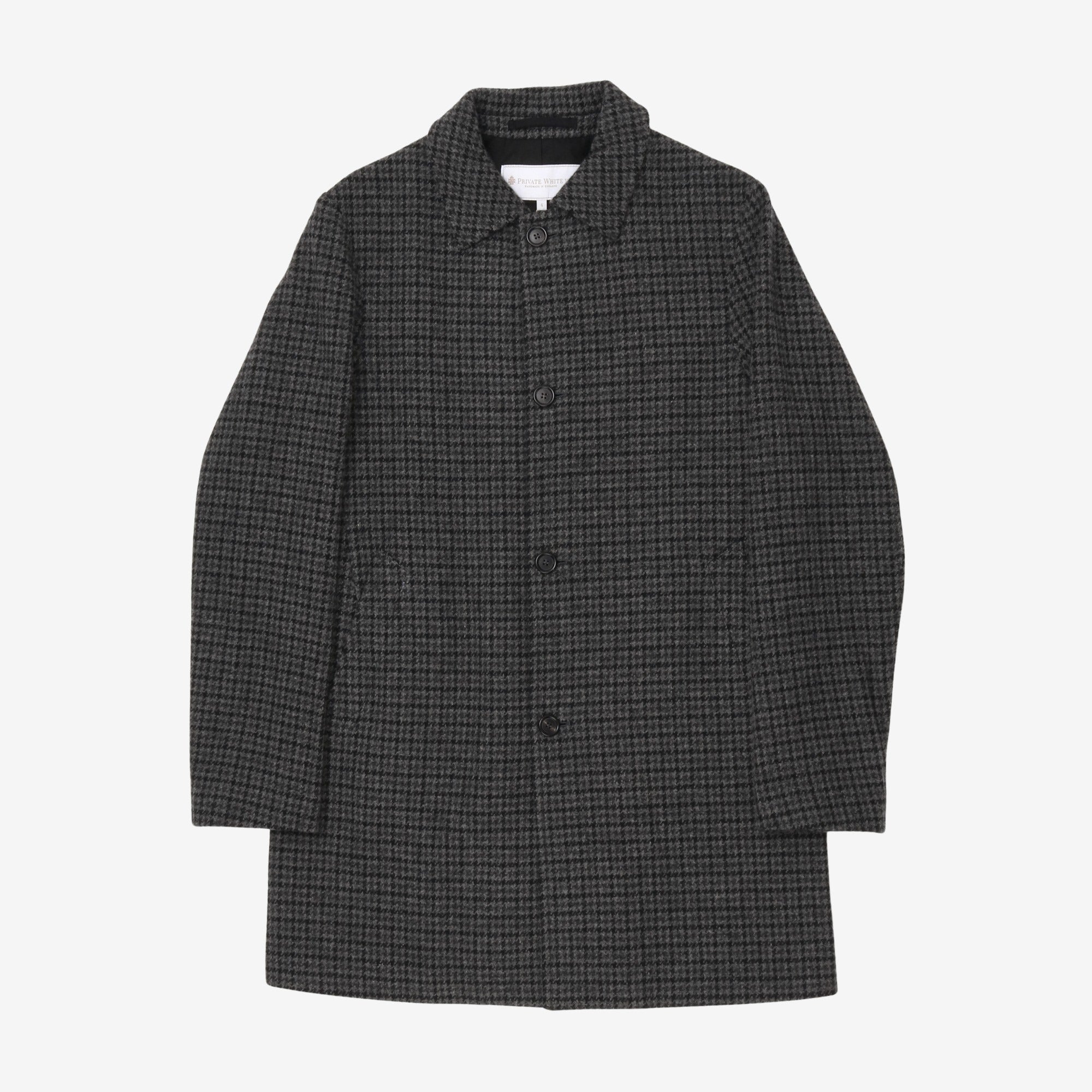 Dogtooth Wool Overcoat