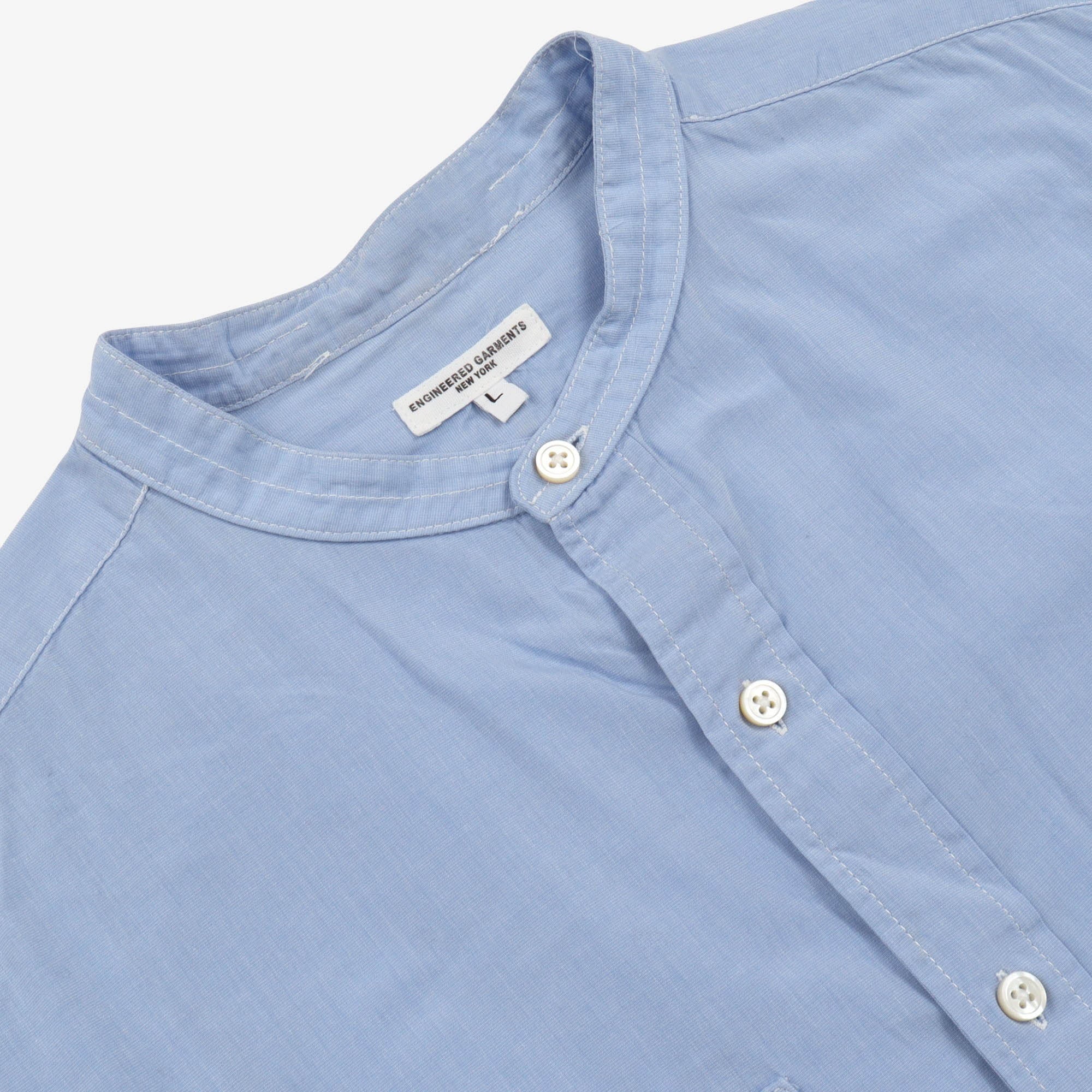 Chambray Collarless Work Shirt