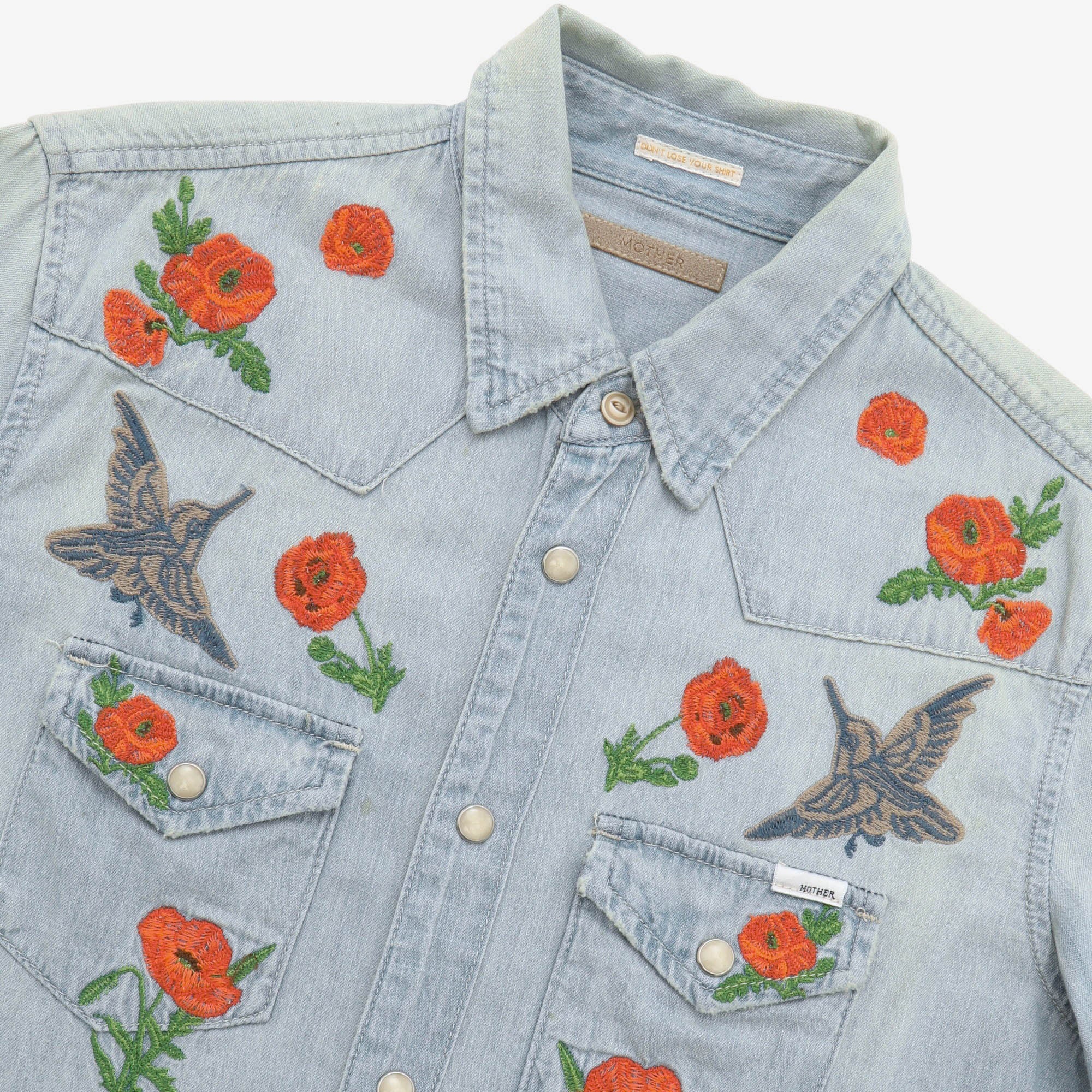 Embroidered Western Denim Shirt